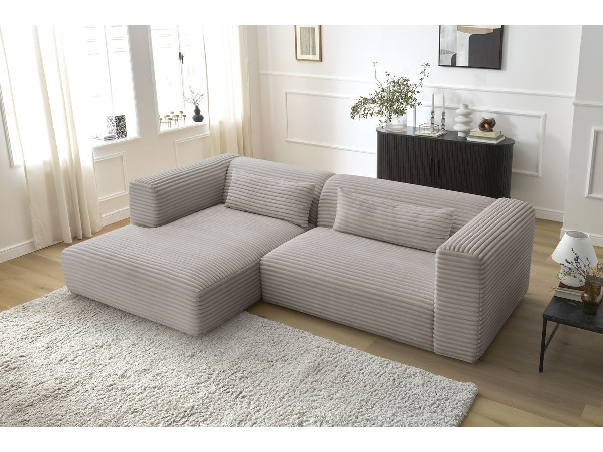 Bobochic Harry Ecksofa Breitcord weich Taupe Ecke links