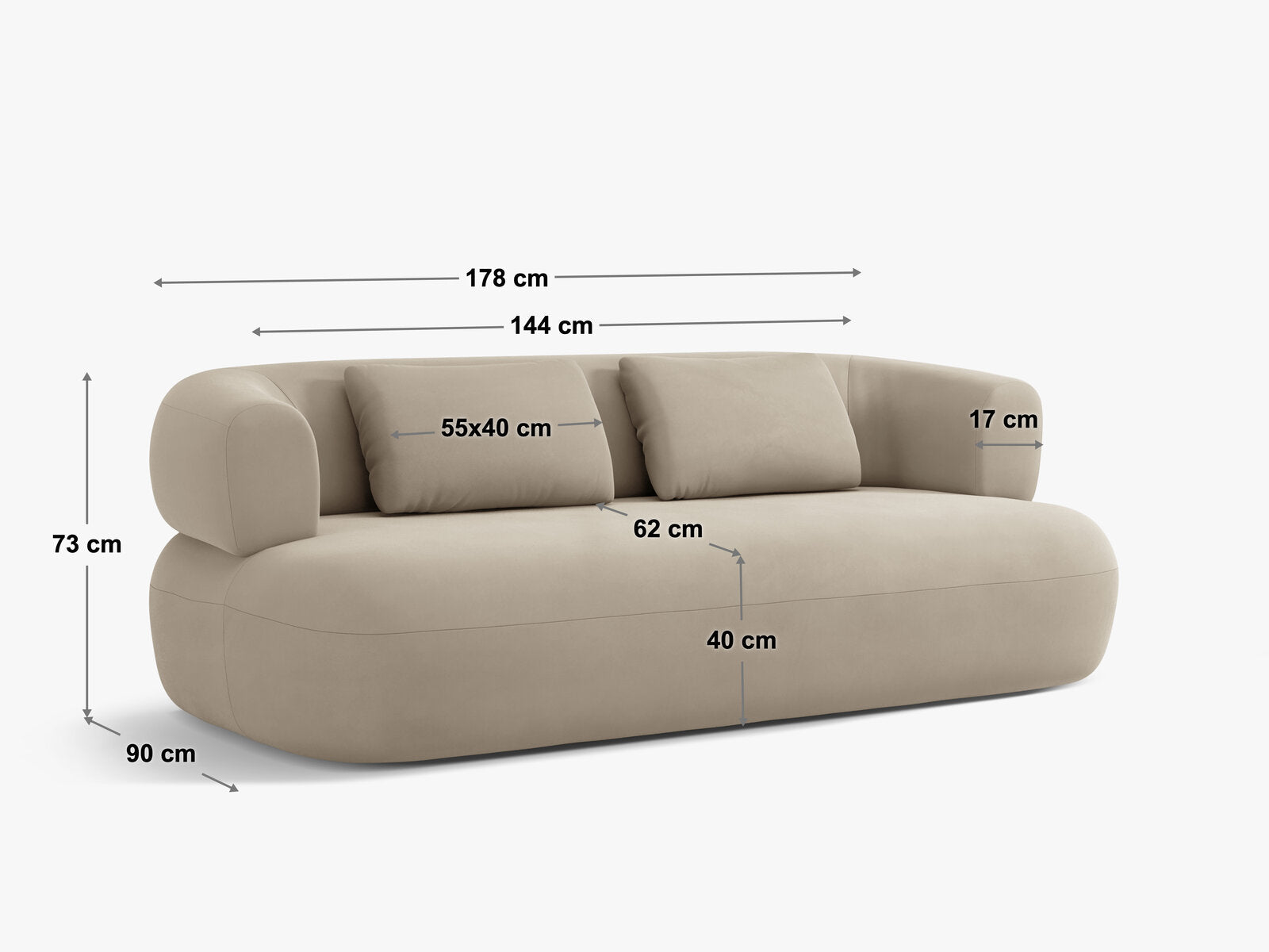 Micadoni Sofa Jenny 2-Sitzer Samt Salvador Terrakotta