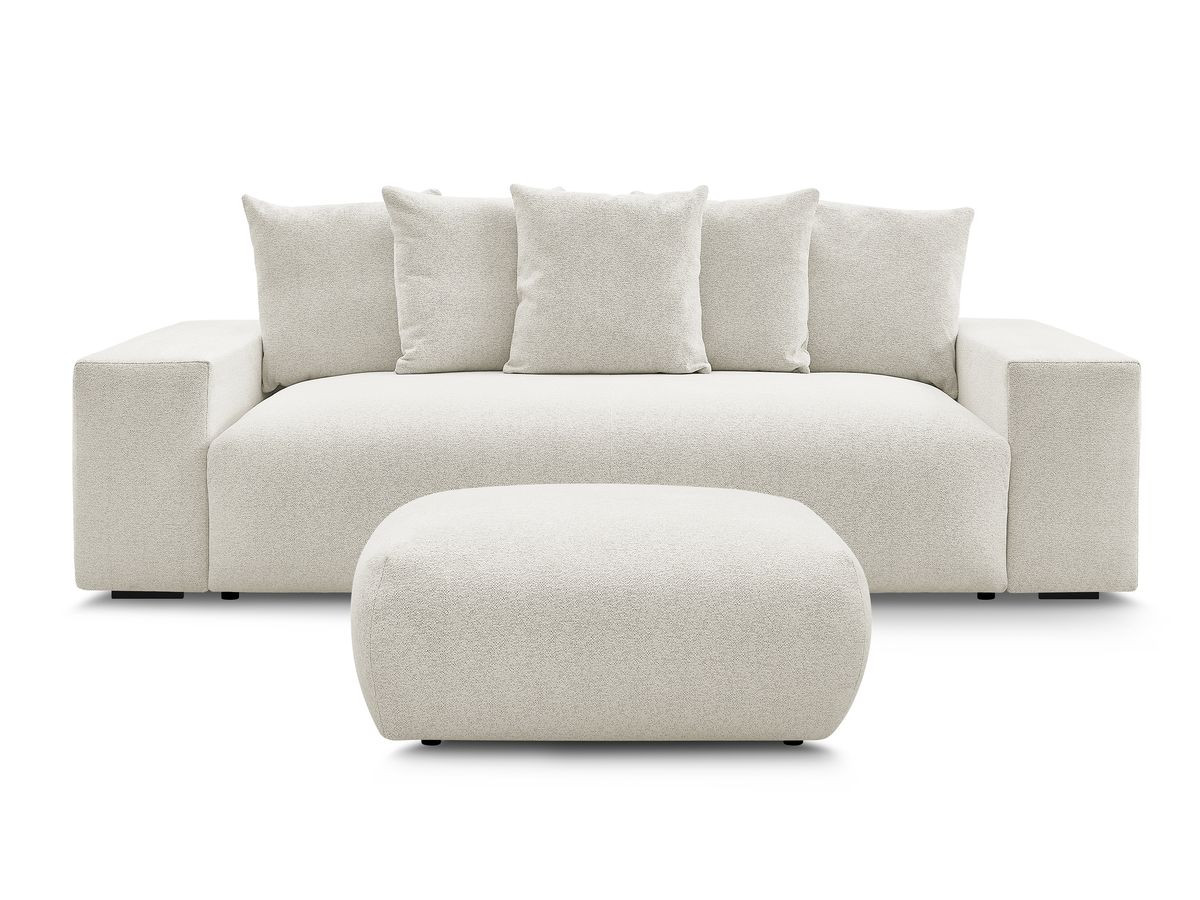 Bobochic Voltaire Sofa 4-Sitzer mit Pouf 280 × 124 cm Melange-Stoff Weiß