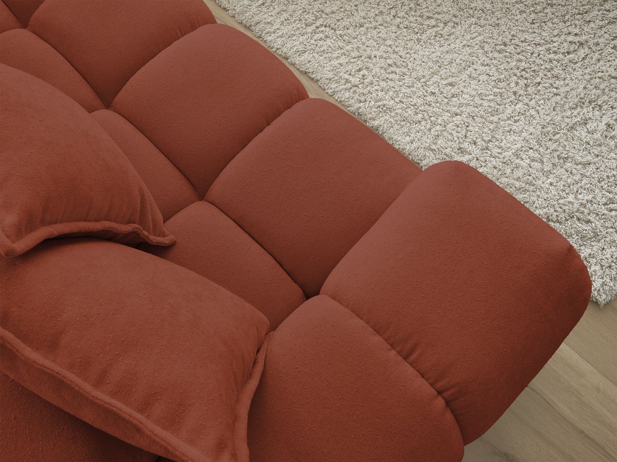 Bobochic Everest Ecksofa, 10 Kissen Strukturstoff Orange Ecke rechts