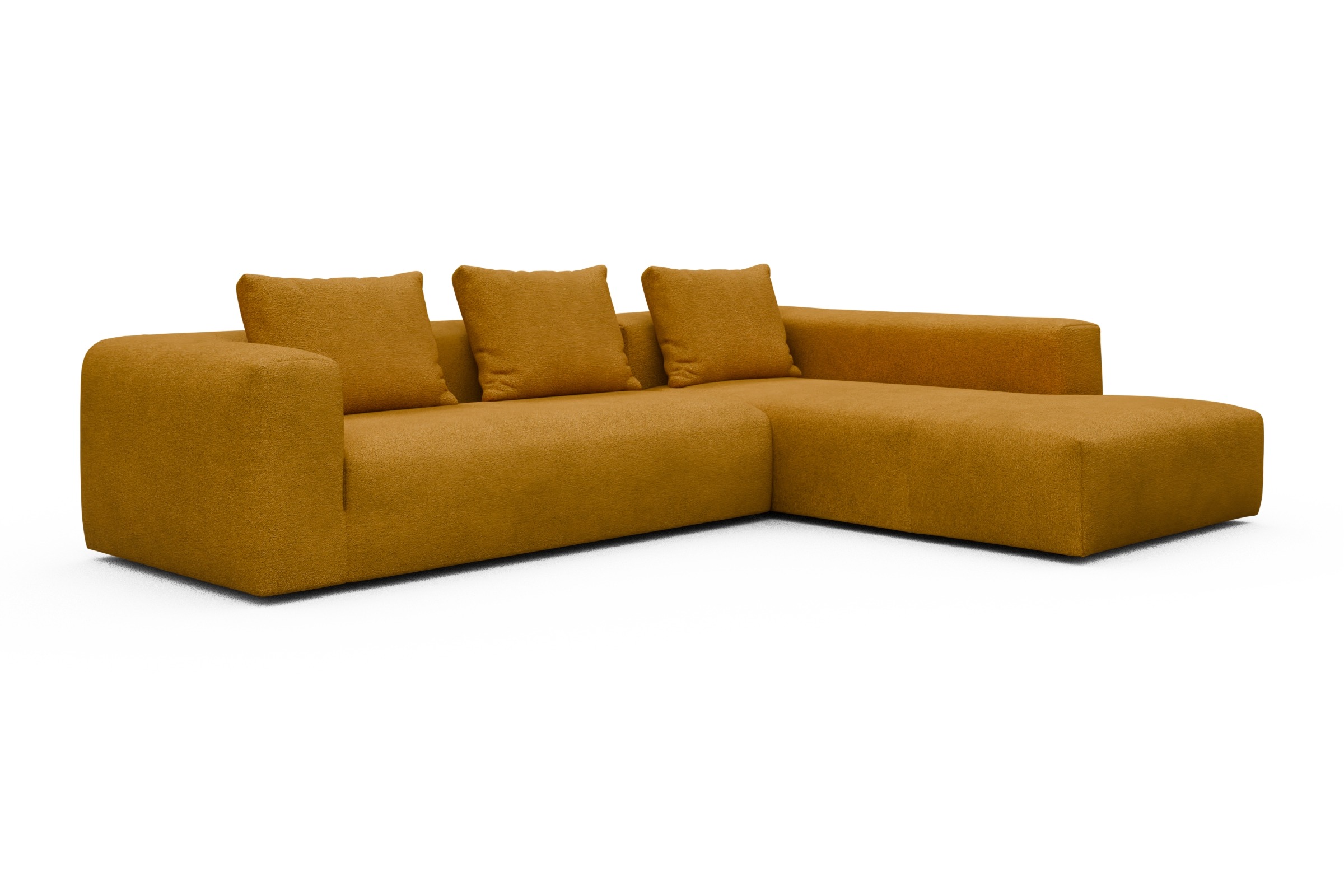 Ecksofa Fred Relax-Ecke rechts mit 2,5-Sitzer Boucle-Ochre