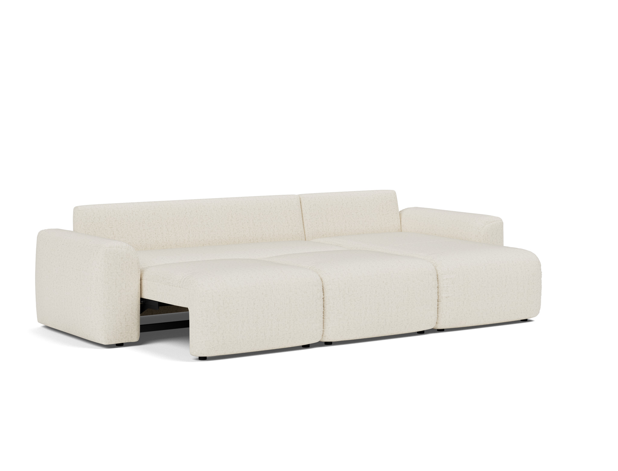 Schlafsofa Norum mit Chaiselongue und Chunky-Armlehnen Boucle Skandi 531-Off-White