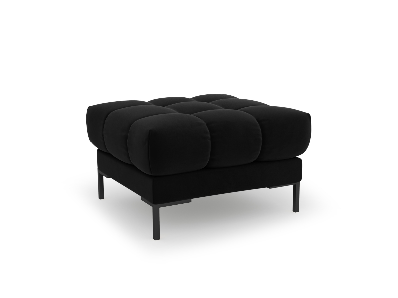 Cosmopolitan Design Pouf Bali Samt Bluvel Schwarz Beine Schwarzes Metall