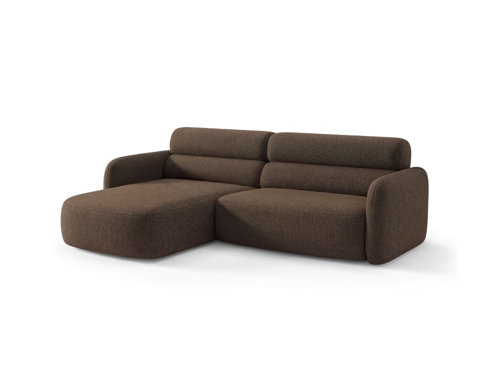 Cosmopolitan Design Ecksofa Malmo 3-Sitzer Strukturierter Stoff Scott Dunkelbraun Links
