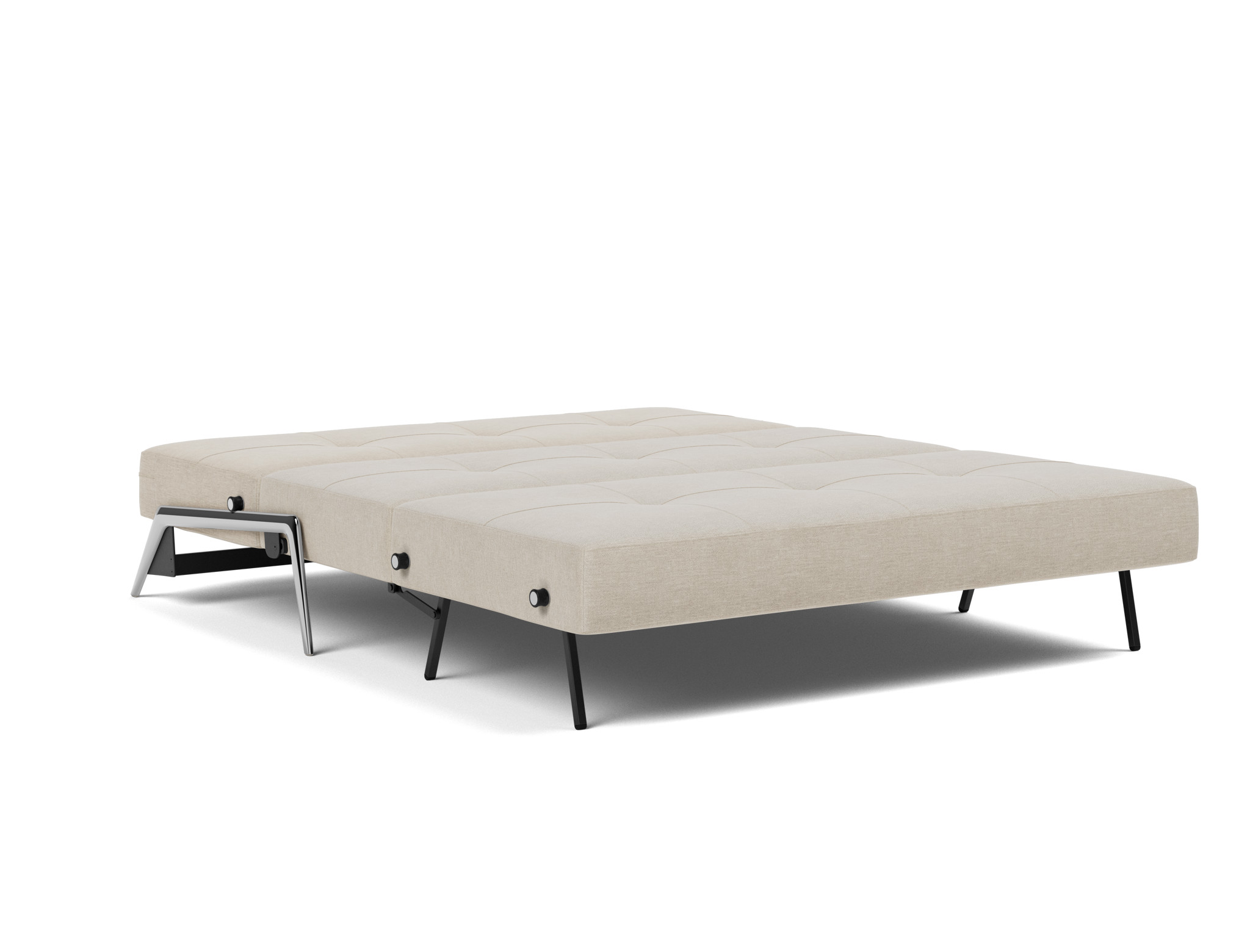 Schlafsofa Cubed 160 Flachgewebe Phobos 586-Latte Beine Aluminium