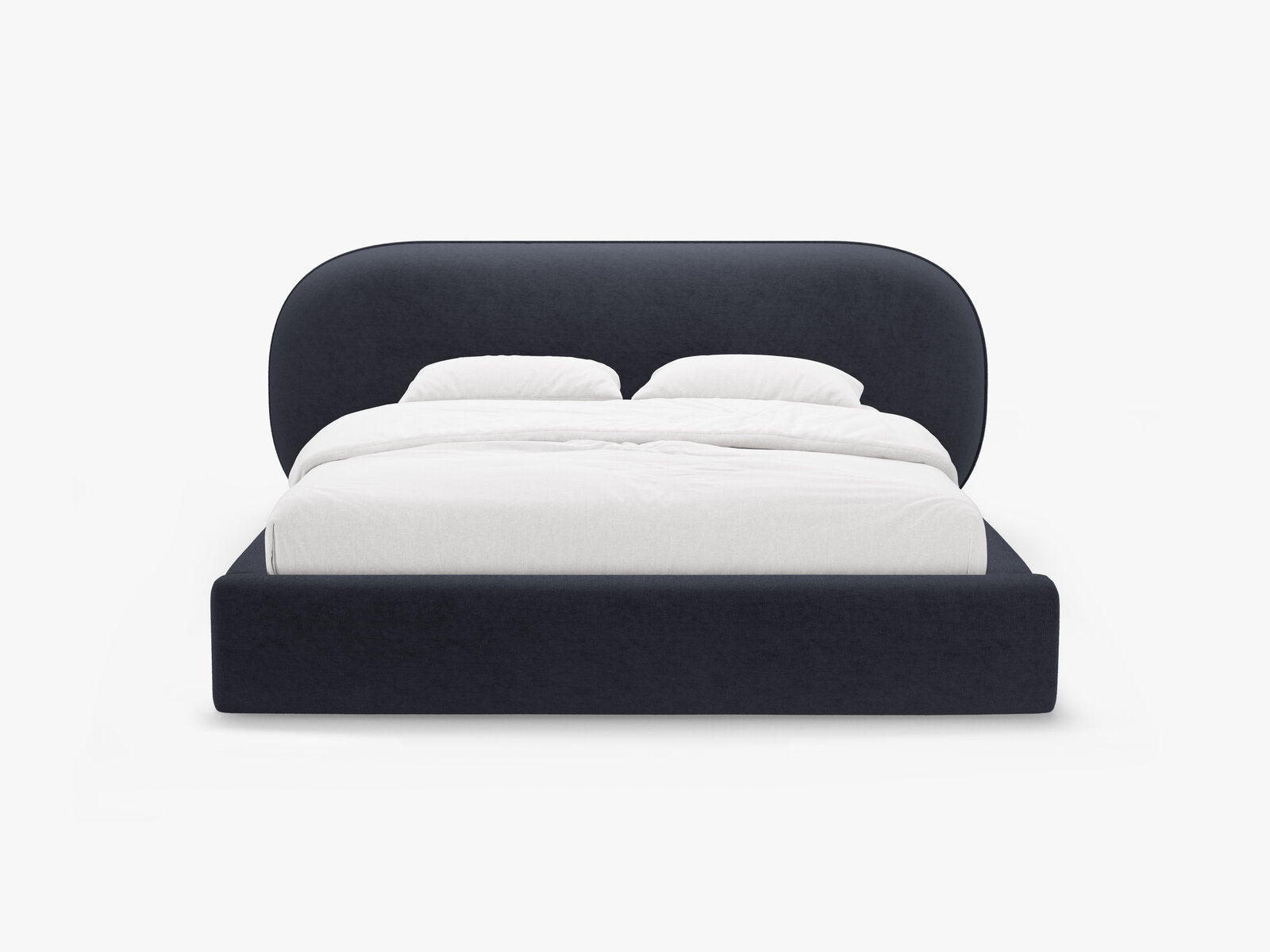Micadoni Stauraumbett mit Kopfteil Ovalo Chenille Perfect Harmony Dunkelblau 140x200