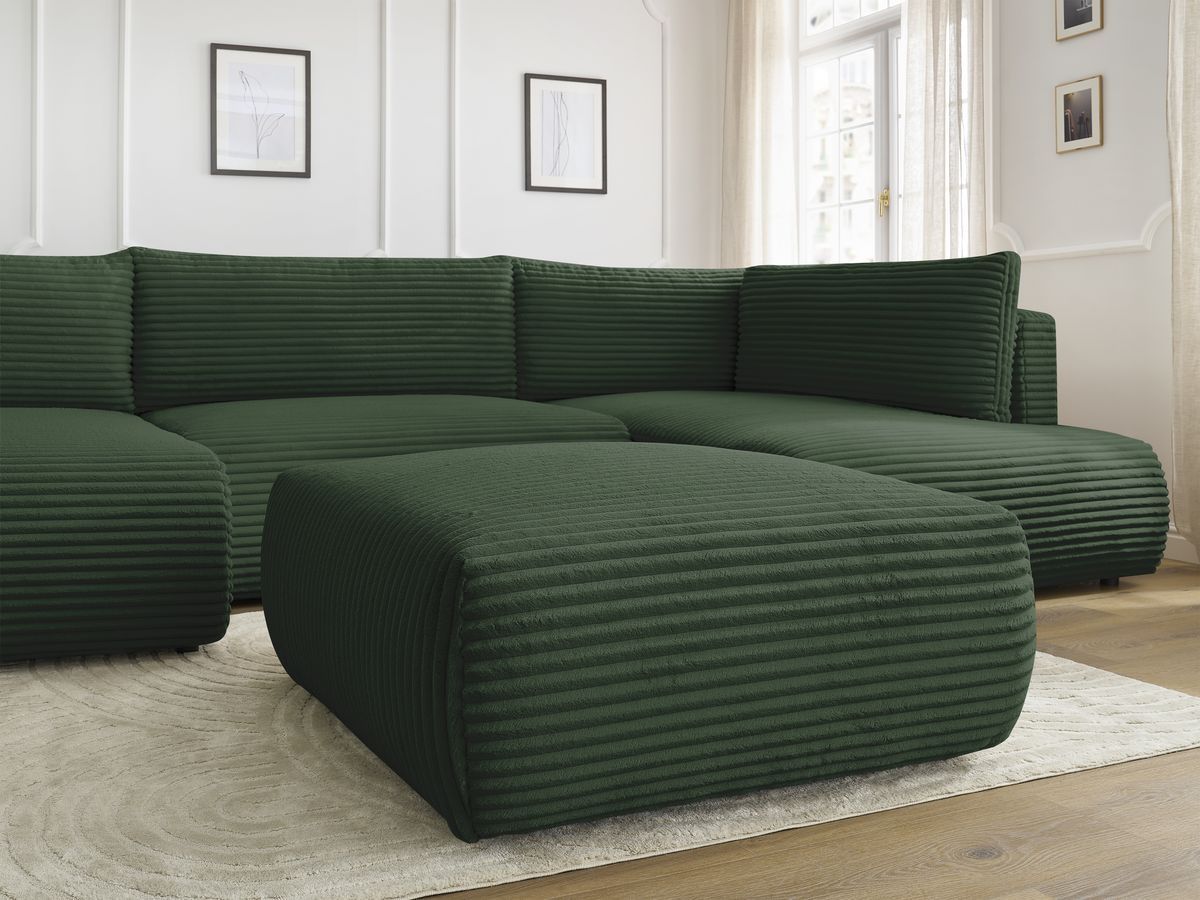 Bobochic Lucien Wohnlandschaft mit Pouf Breitcord weich Grün Ecke links