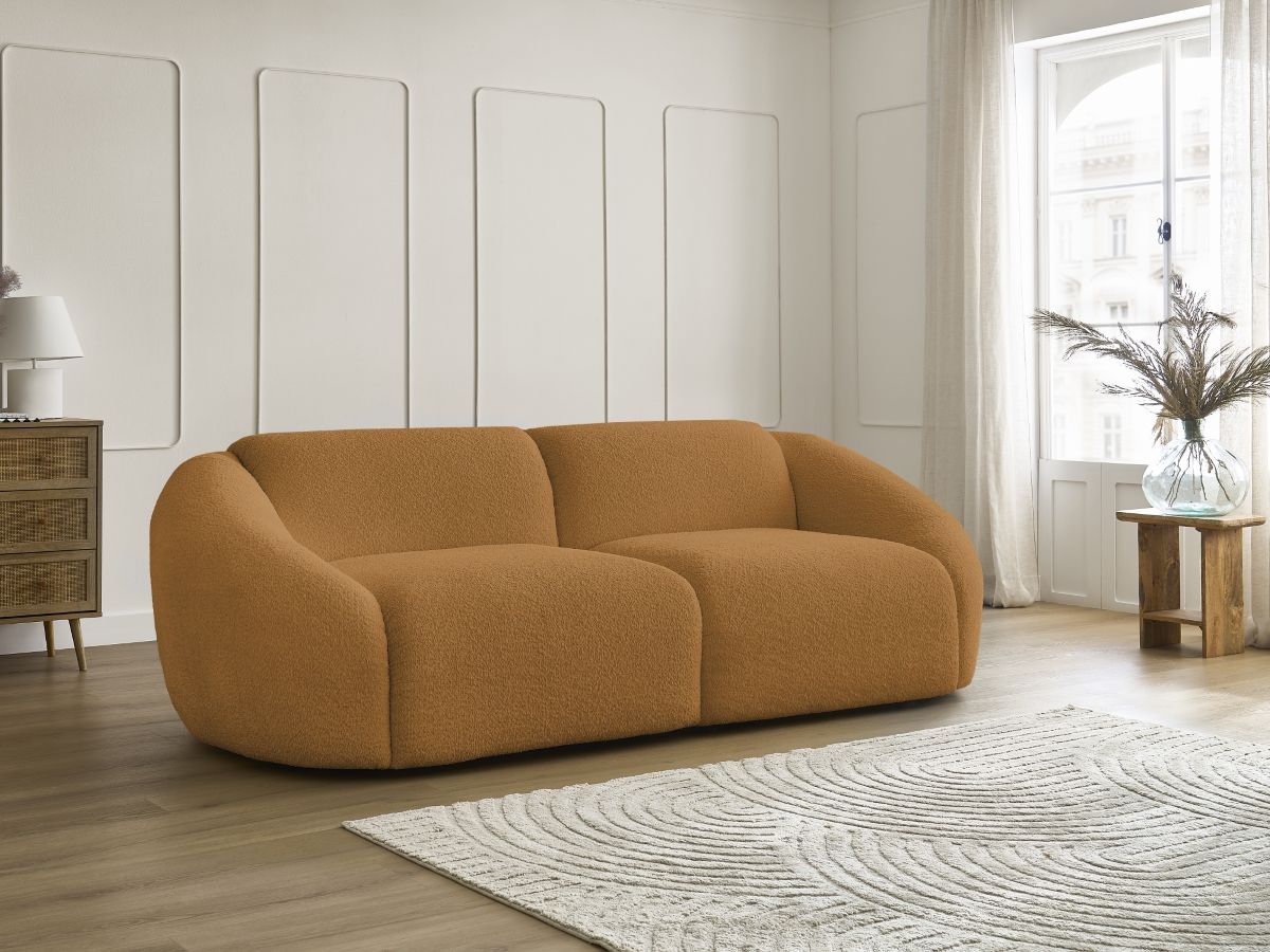 Bobochic Tina Sofa 3-Sitzer Bouclé-Stoff Gelb
