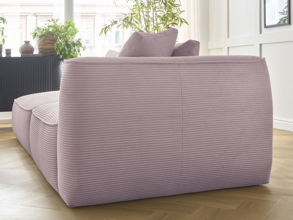 Bobochic Leopold Sofa 4-Sitzer mit Pouf Cordsamt Violett Armlehne rechts