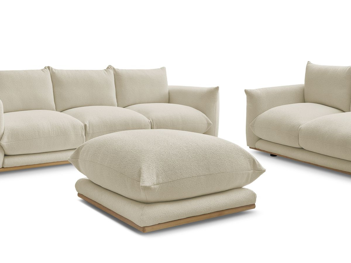 Bobochic Ernest Sofa 5-Sitzer mit Pouf Bouclé-Stoff Beige
