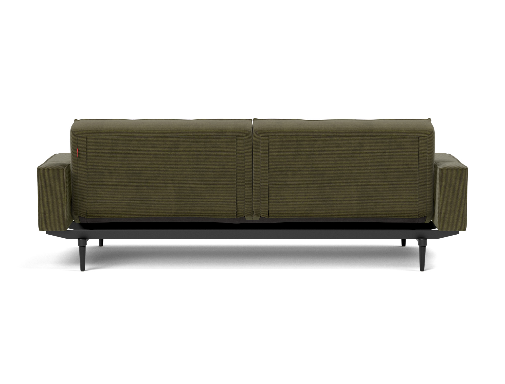 Schlafsofa Splitback mit Armlehnen Kord Cordufine 316-Pine-Green Beine Styletto Eiche schwarz