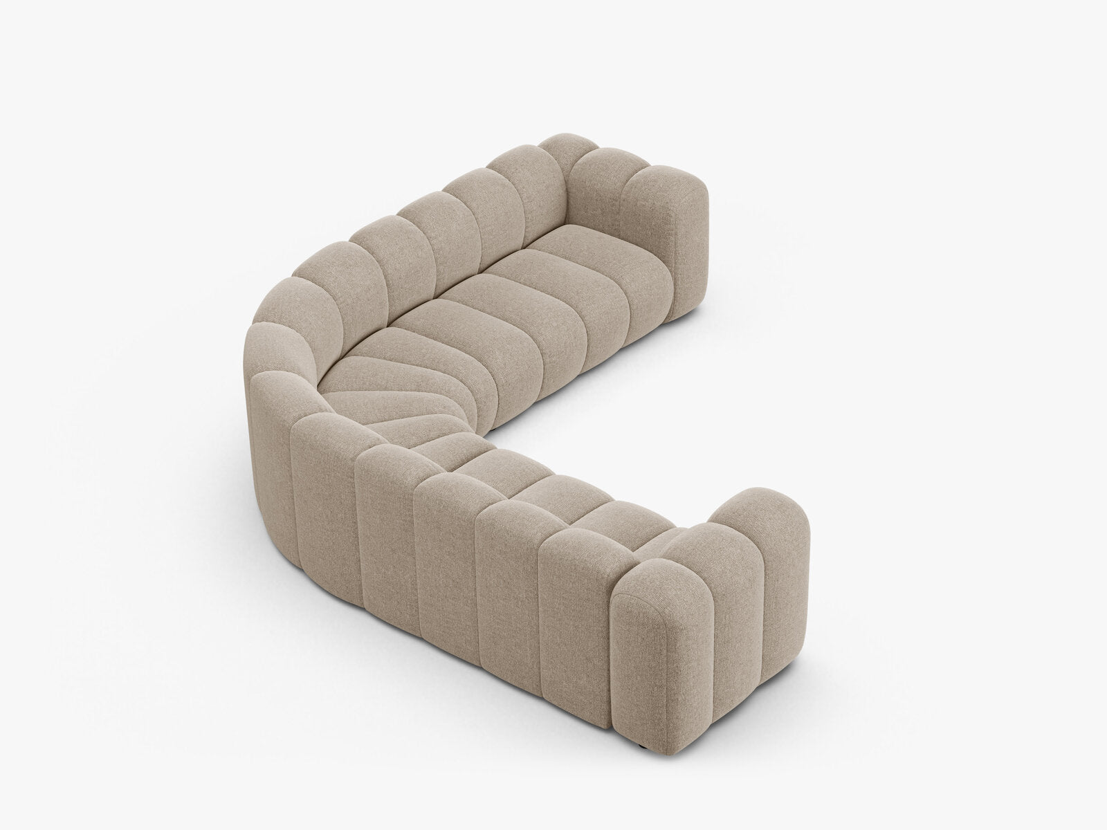Micadoni symmetrisches Ecksofa Lupine 5-Sitzer mittelgroß Chenille Eden Dunkelbeige