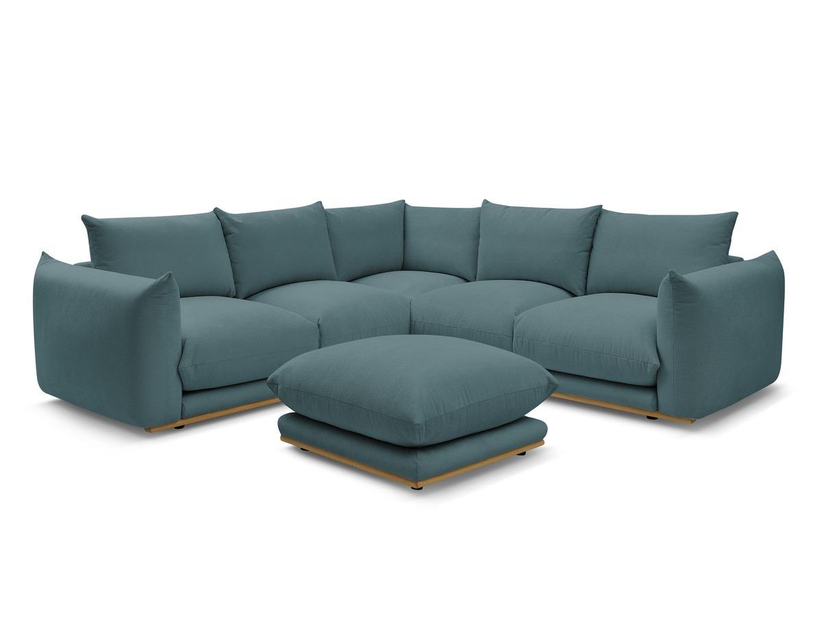 Bobochic Ernest Ecksofa mit Pouf Stoff Dunkelblau