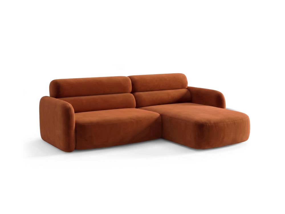 Cosmopolitan Design Ecksofa Malmo 3-Sitzer Samt Bluvel Terrakotta Rechts