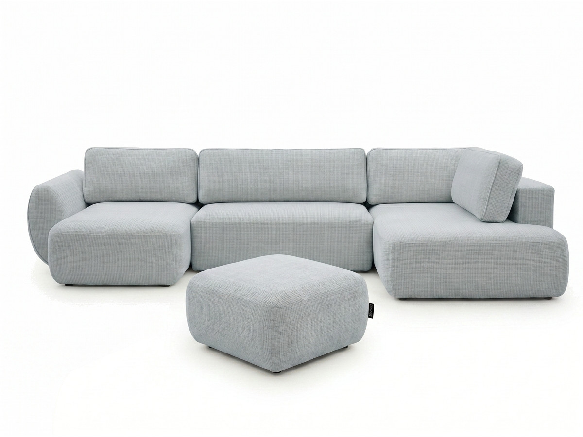 Bobochic Denise Wohnlandschaft mit Pouf Strukturstoff Hellgrau Ecke links
