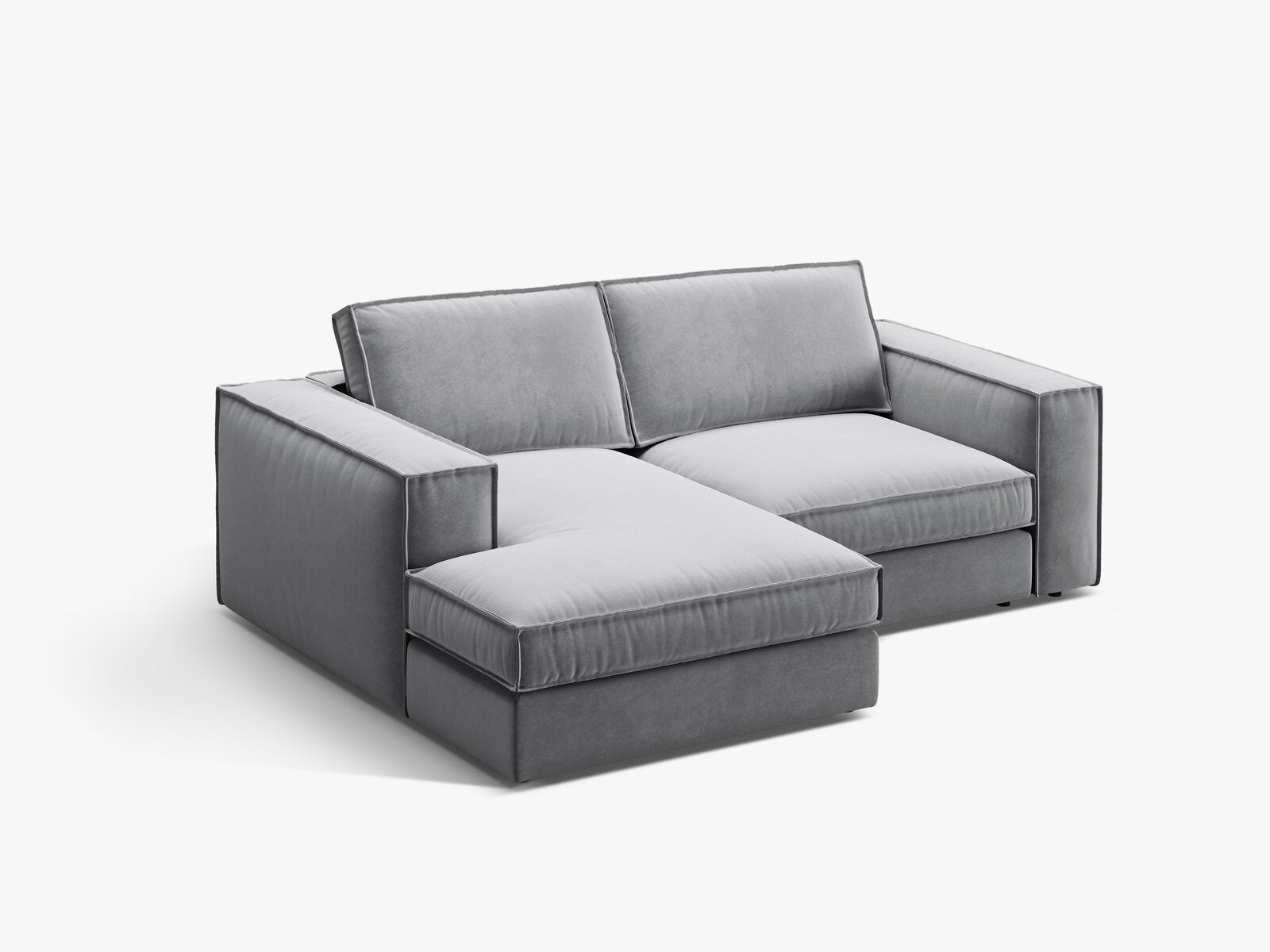 Micadoni modulares Ecksofa Pola 2-Sitzer kleine Version Links Samt Salvador Grau