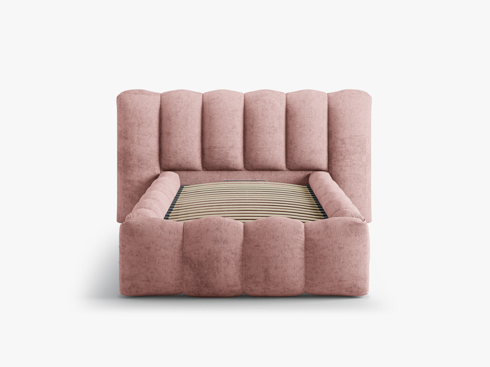 Micadoni Stauraumbett mit Kopfteil Lupine Chenille Perfect Harmony Rosa