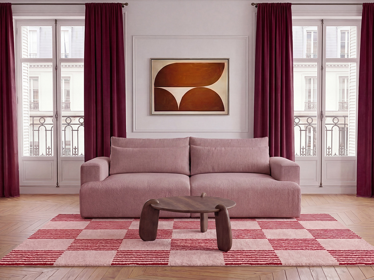 Bobochic Twiny Sofa 3-Sitzer Stoff Rosa