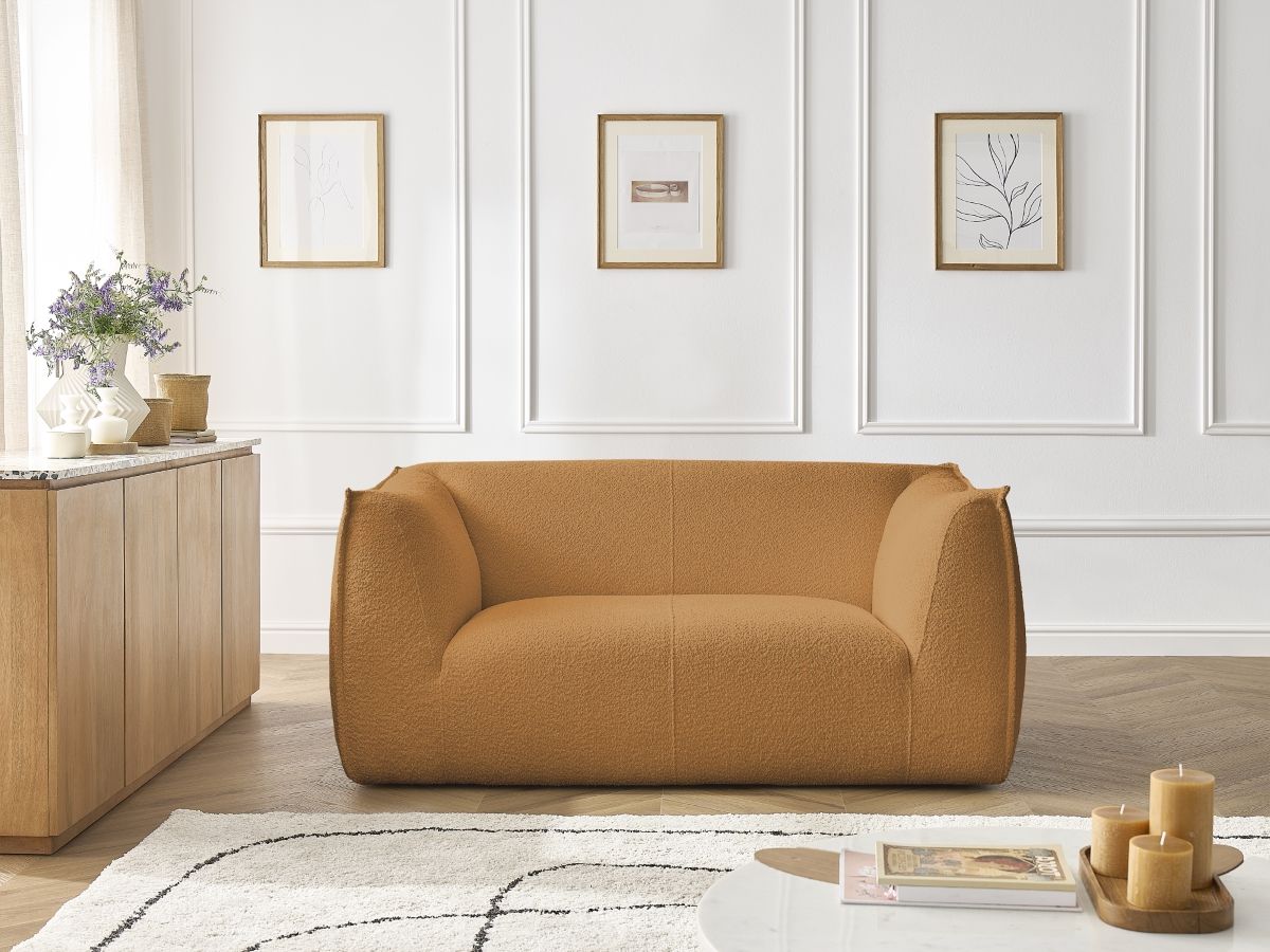 Bobochic Giorgia Sofa 2-Sitzer Bouclé-Stoff Gelb