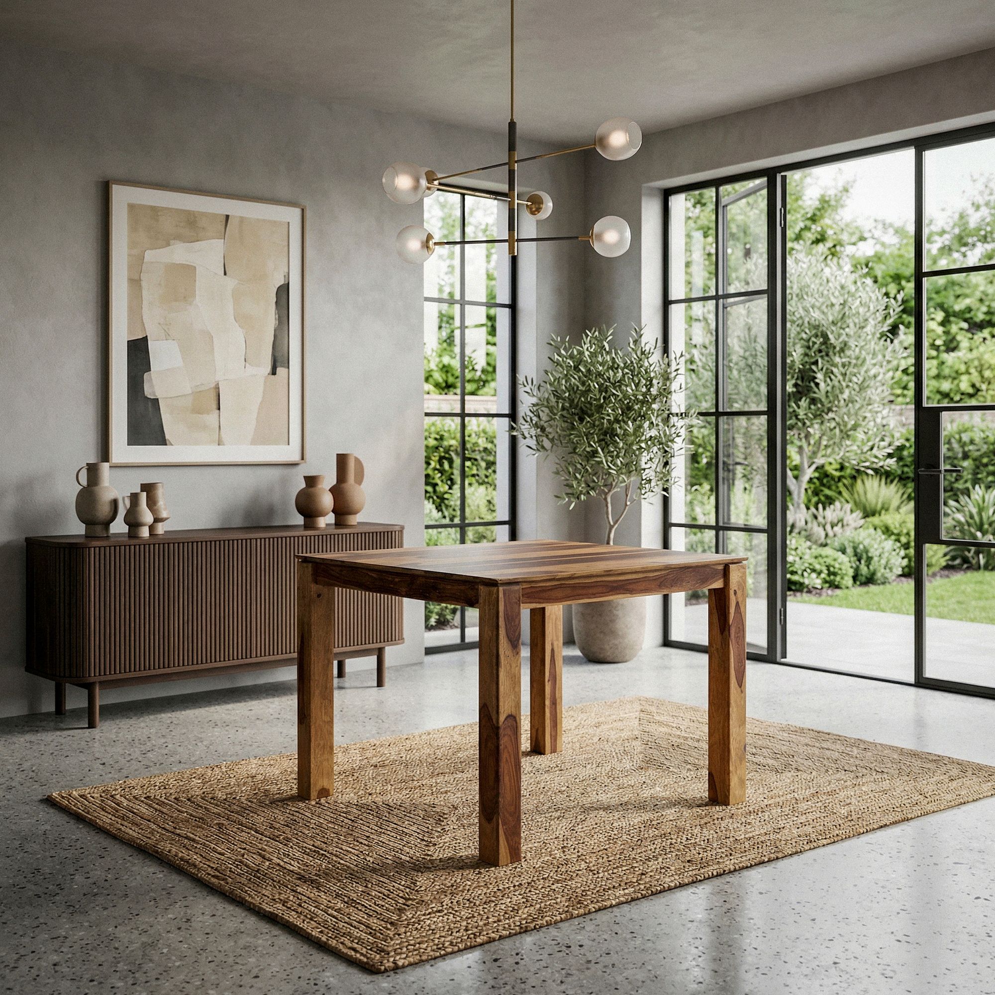Esstisch Ronglan Sheesham Massivholz Braun 80 × 80 × 75 cm