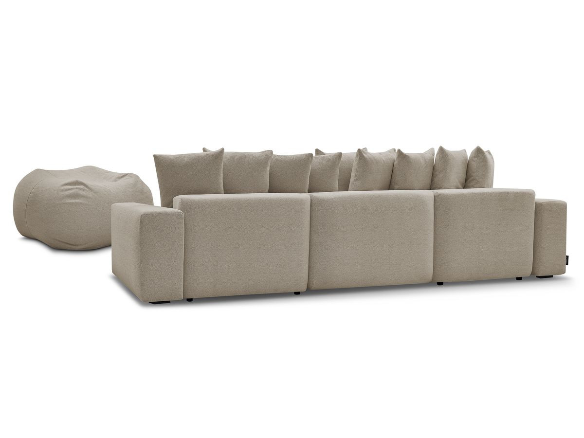 Bobochic Voltaire Wohnlandschaft mit Pouf 420 × 174 cm Melange-Stoff Taupe