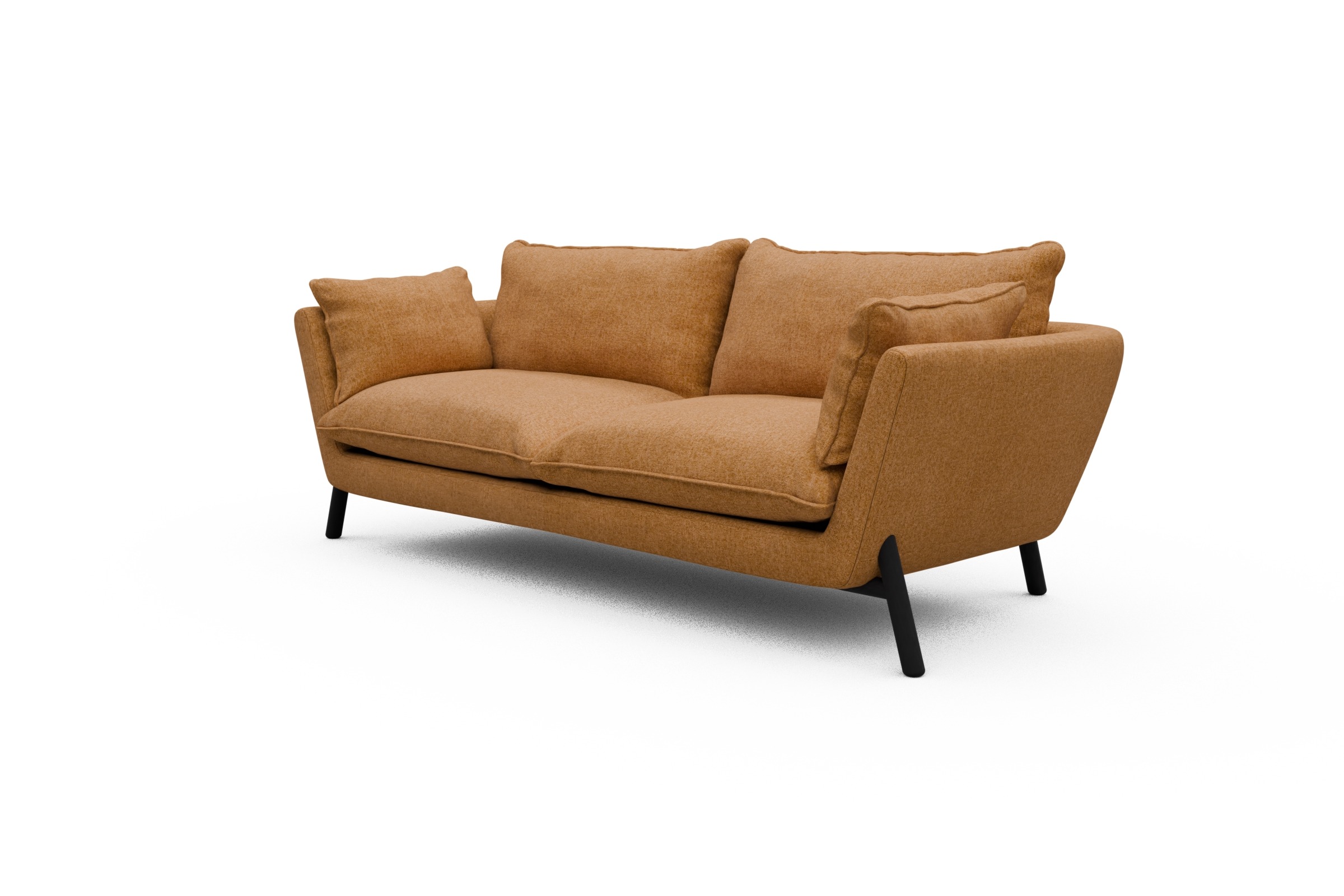 Sofa Emil PREMIUM 3-Sitzer Beinfarbe Eiche Schwarz Casone-Warm-Yellow