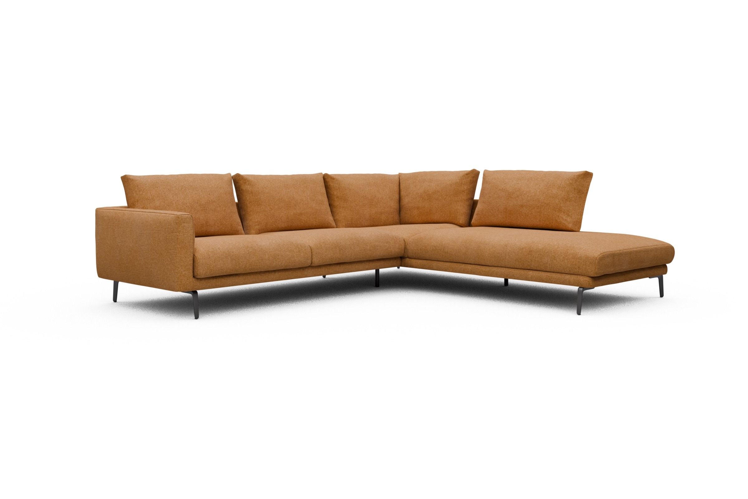 Ecksofa Karl Relax-Ecke rechts mit 2,5-Sitzer Casone-Warm-Yellow
