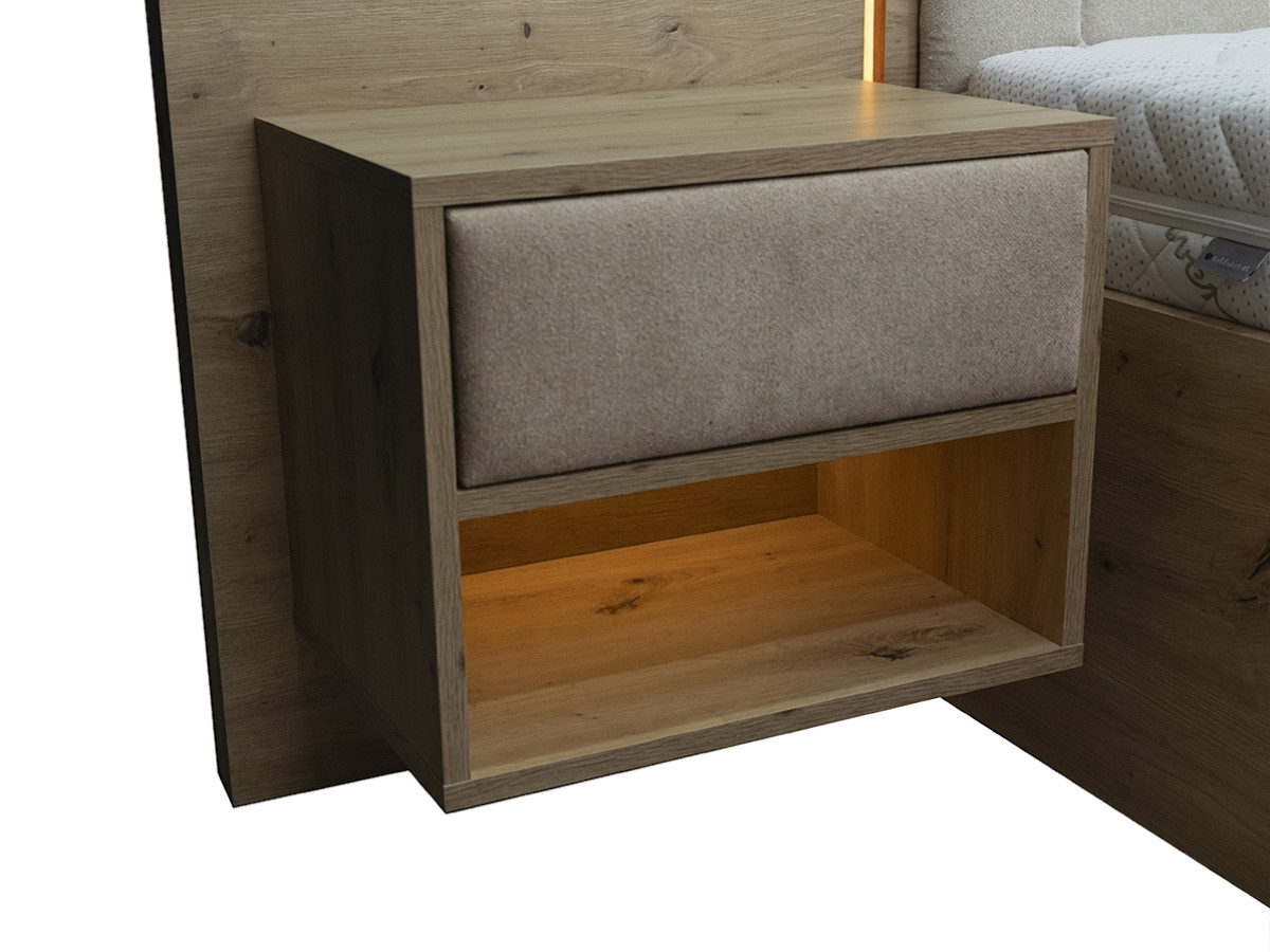 Bobochic Palmeraie Polsterbett mit Bettkasten Strukturstoff Taupe, Liegefläche 160 × 200 cm