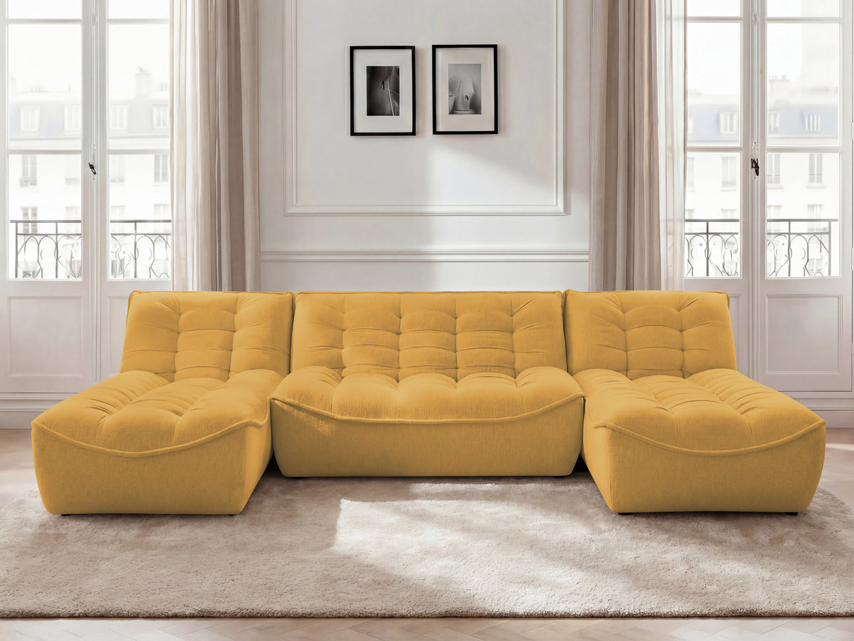 Bobochic Serena Wohnlandschaft Melange-Stoff Gelb