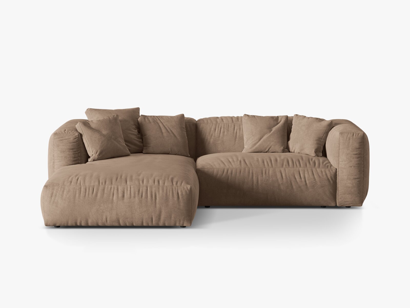 Micadoni Ecksofa Martina 2-Sitzer Links Samt Vogue Dunkelbeige