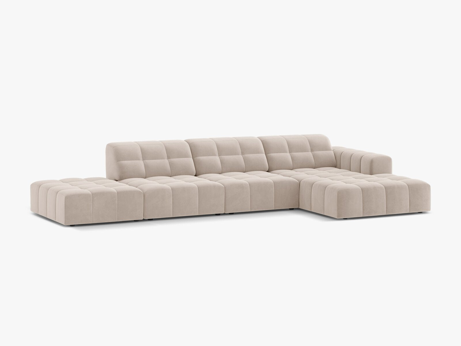 Micadoni Ecksofa Jennifer 5-Sitzer Rechts Samt Venus Helles Beige
