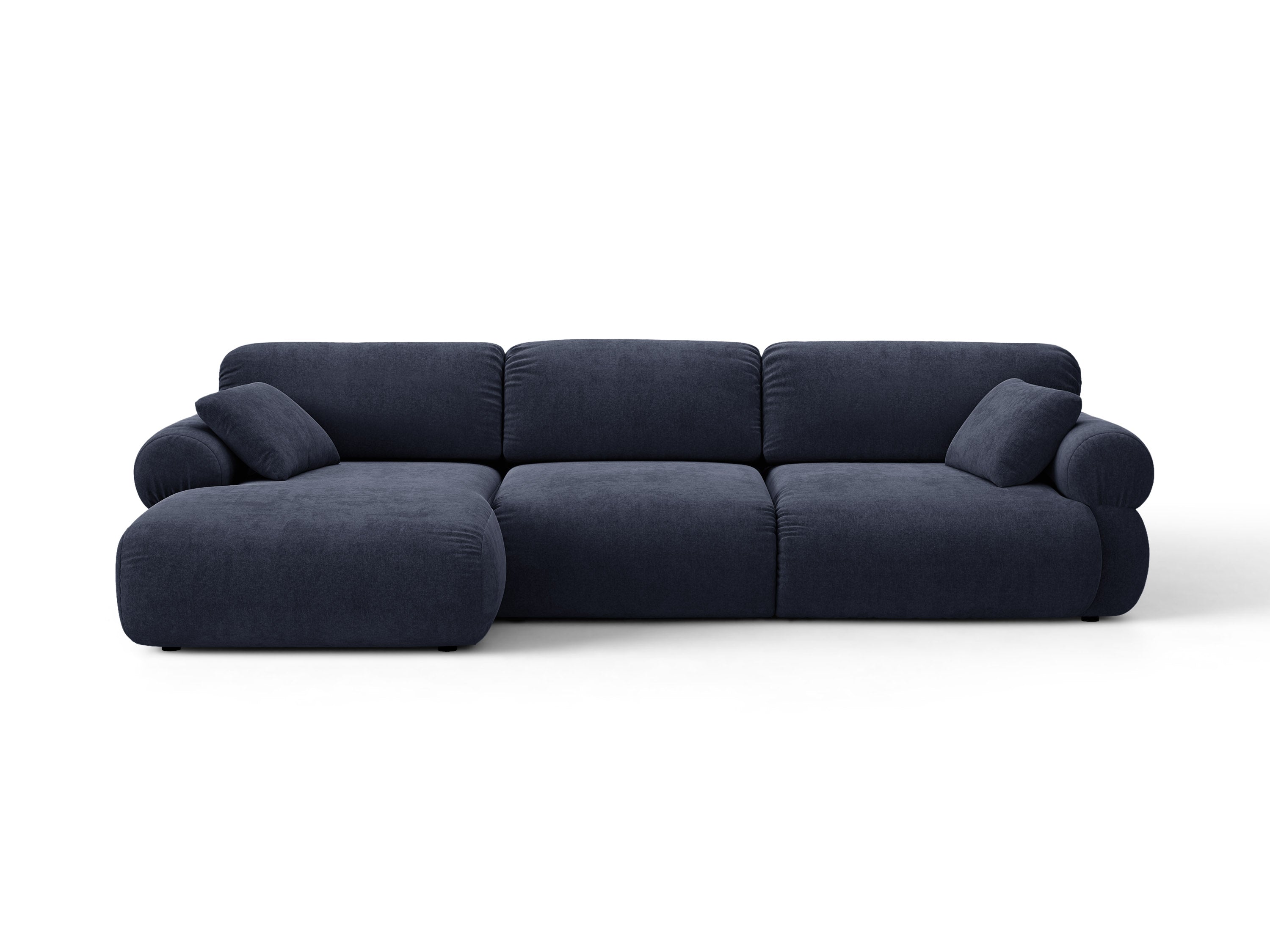 Micadoni Ophelia Ecksofa 6-Sitzer Strukturierter Stoff Liberty Marineblau Links