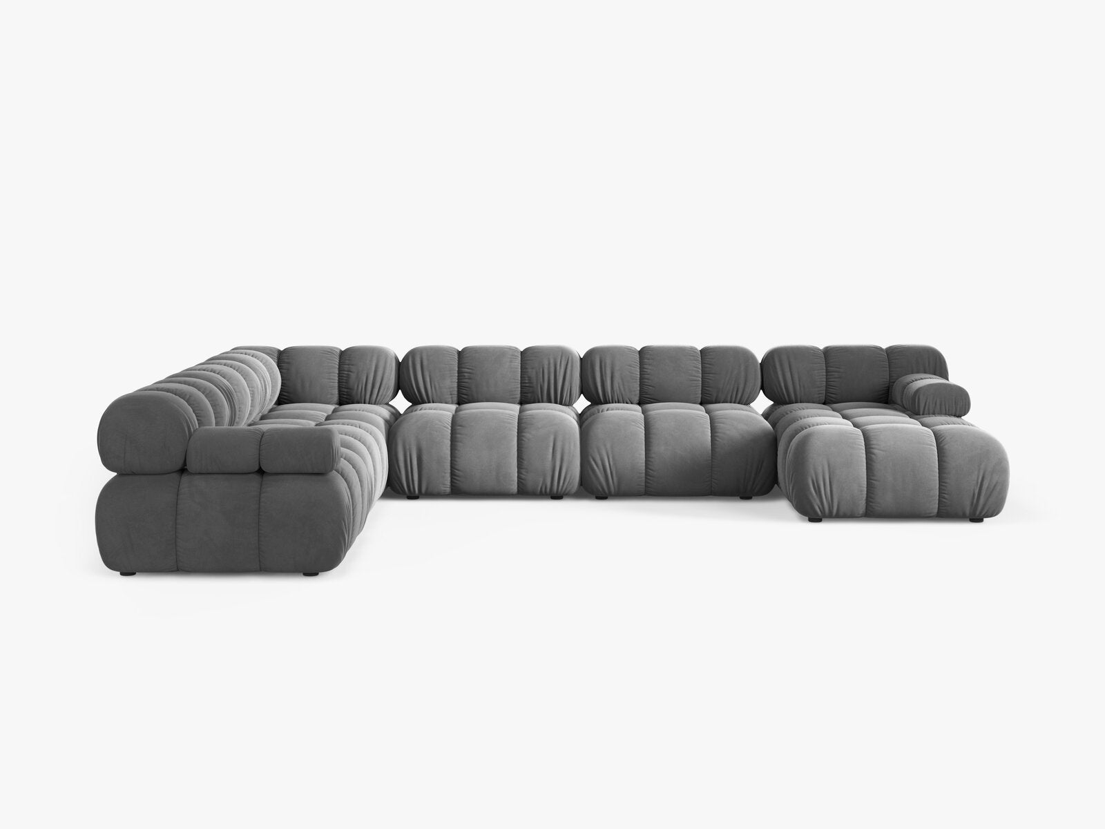 Micadoni Modulares Panorama Ecksofa Bellis 8-Sitzer Links Samt Venus Hellgrau