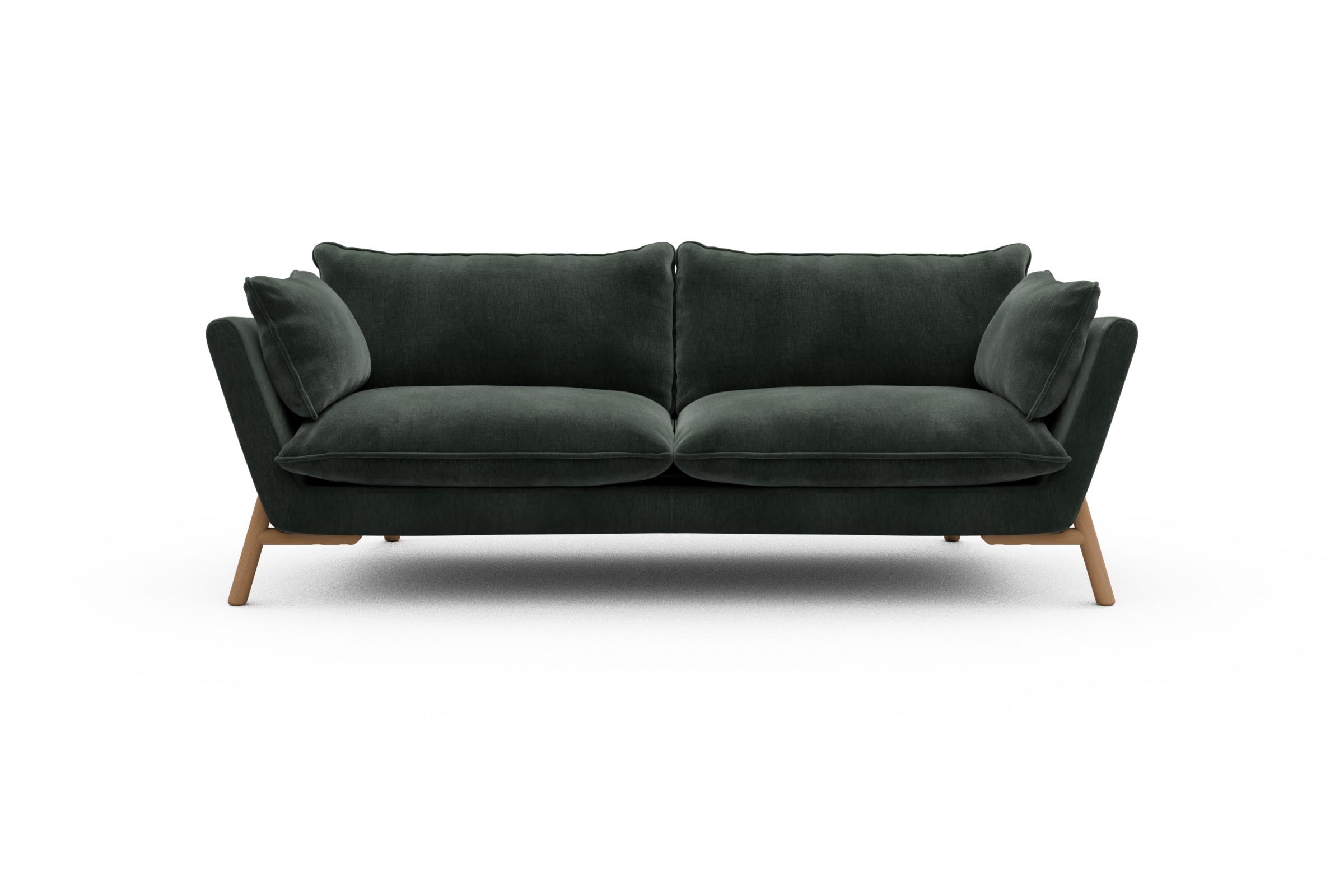 Skandi Home Sofa Emil PREMIUM 3-Sitzer Beinfarbe Eiche Natur Smooth-Laurel-Green moebelfaktor
