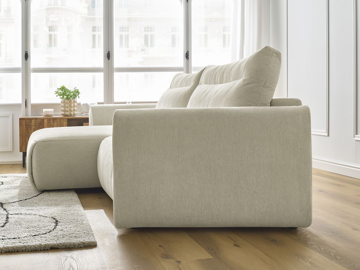 Bobochic Aden Ecksofa 293 × 152 cm Stoff Beige Ecke links