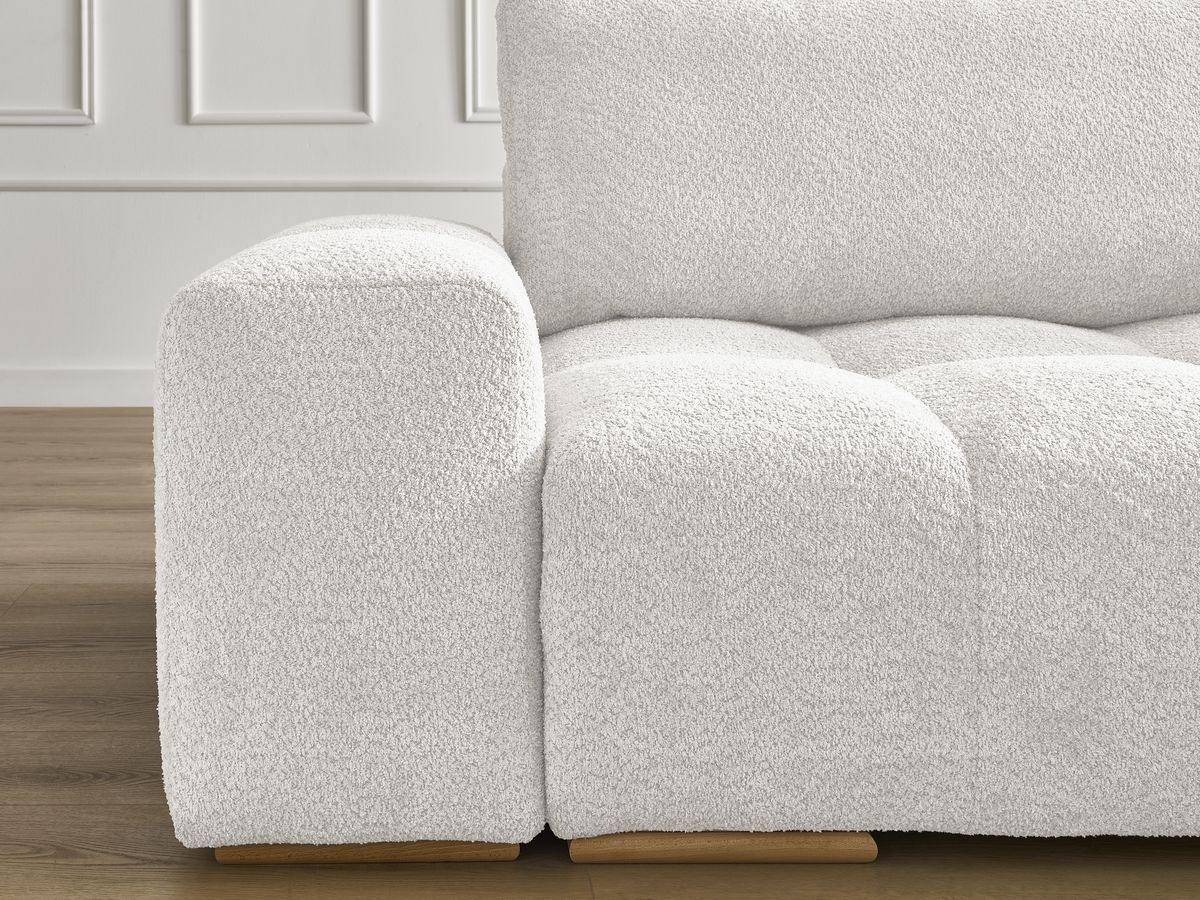 Bobochic Anakin Sofa 3-Sitzer, 2 Kissen Bouclé-Stoff Weiß