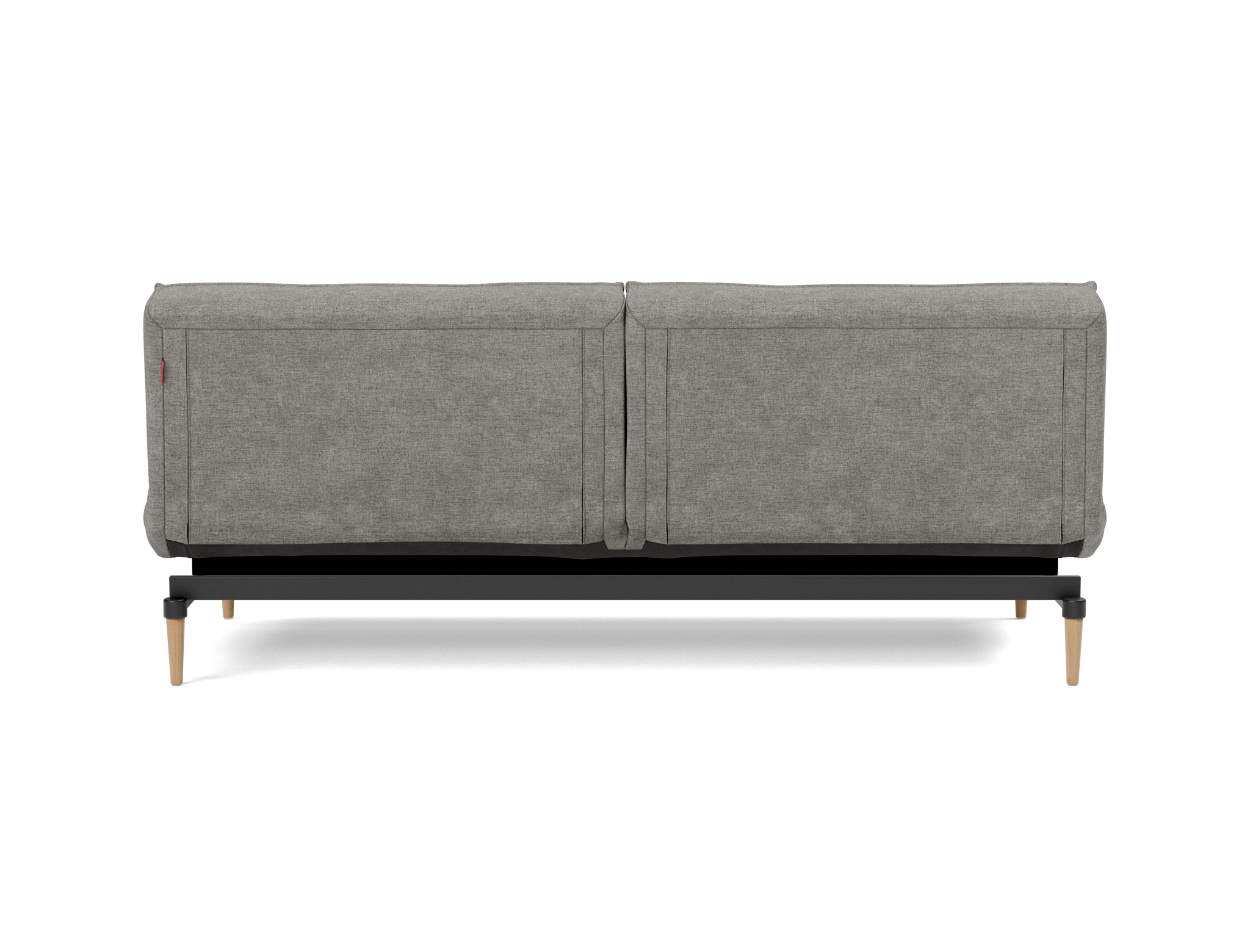 Schlafsofa Splitback Flachgewebe Avella 282-Warm-Grey Beine Styletto Eiche hell