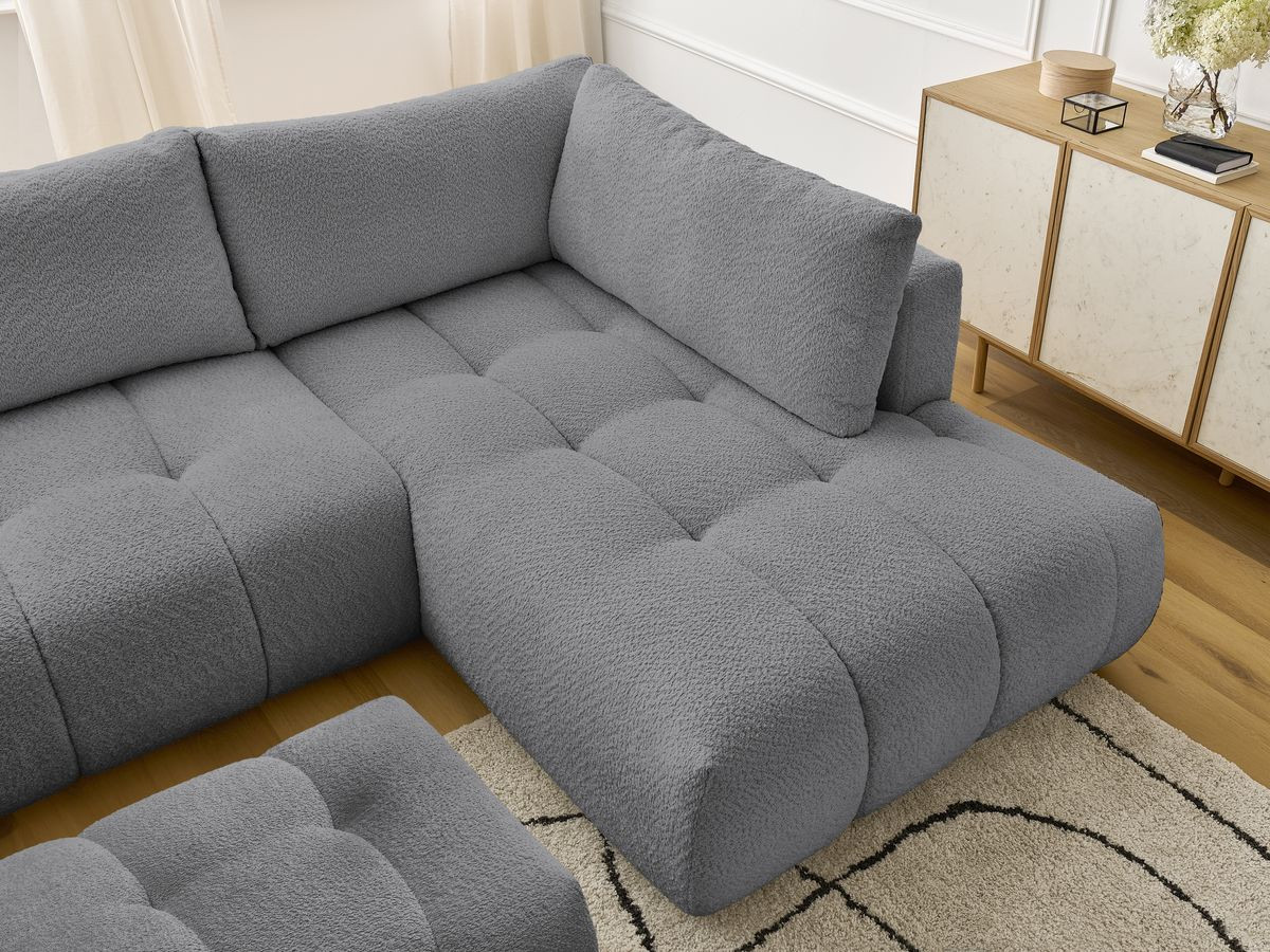 Bobochic Fuji Wohnlandschaft mit Pouf Bouclé-Stoff Dunkelgrau Ecke links