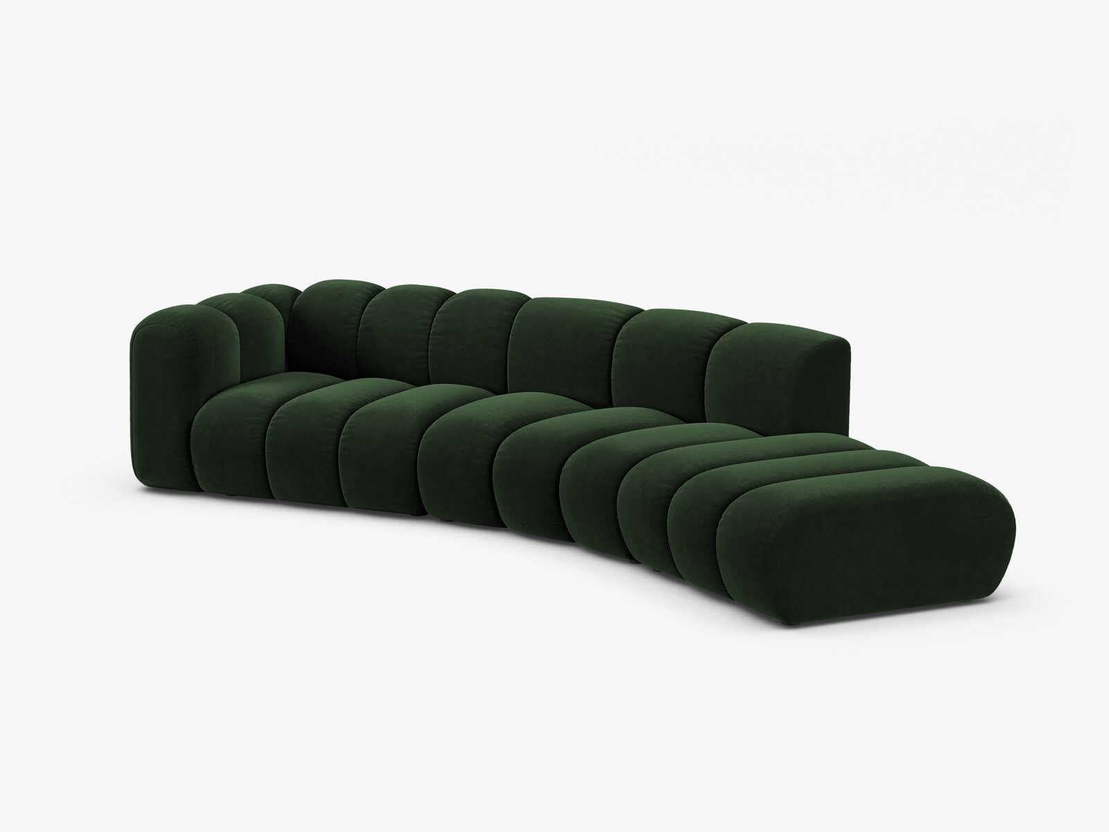 Micadoni Modulares Sofa Lupine 5-Sitzer Samt Venus Flaschengrün Rechts