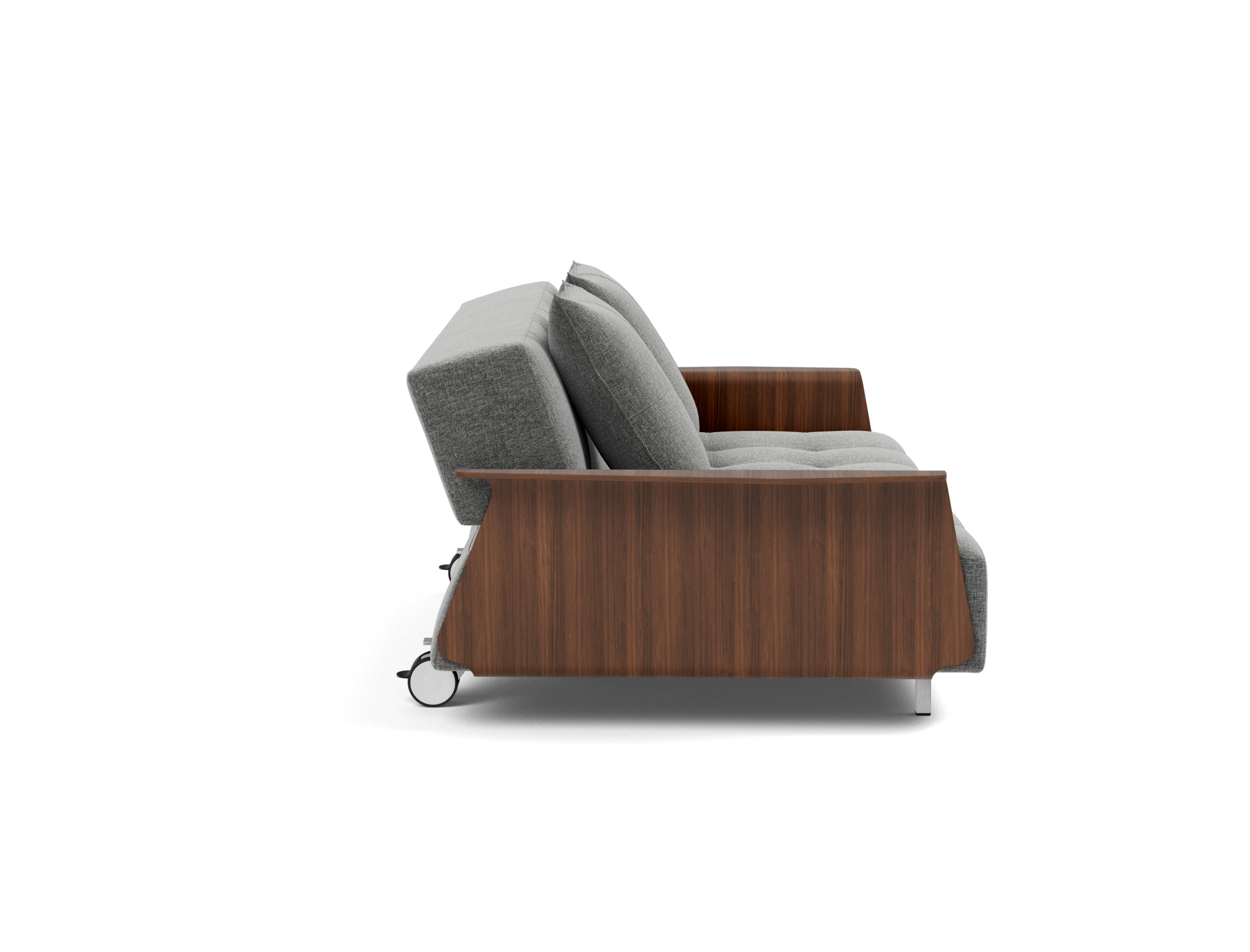 Schlafsofa Long Horn D.E.L. mit Armlehnen Strukturierter Stoff Twist 563-Charcoal