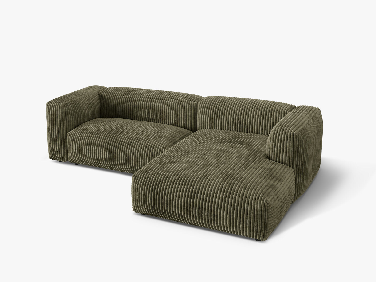 Micadoni Ecksofa Martina 2-Sitzer Rechts Kord Tilia Moßgrün
