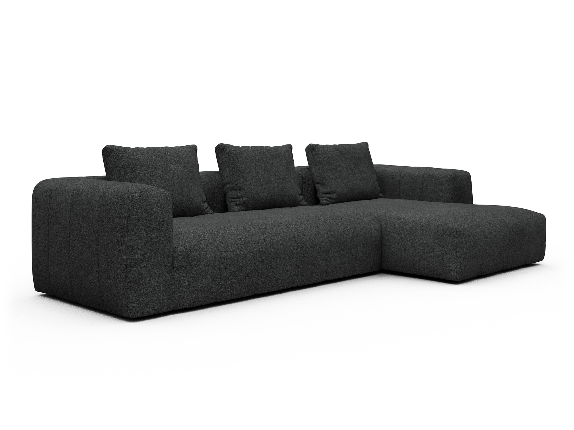 Hugo 2,5-Sitzer Armlehne links mit Chaiselongue Boucle-Charcoal moebelfaktor