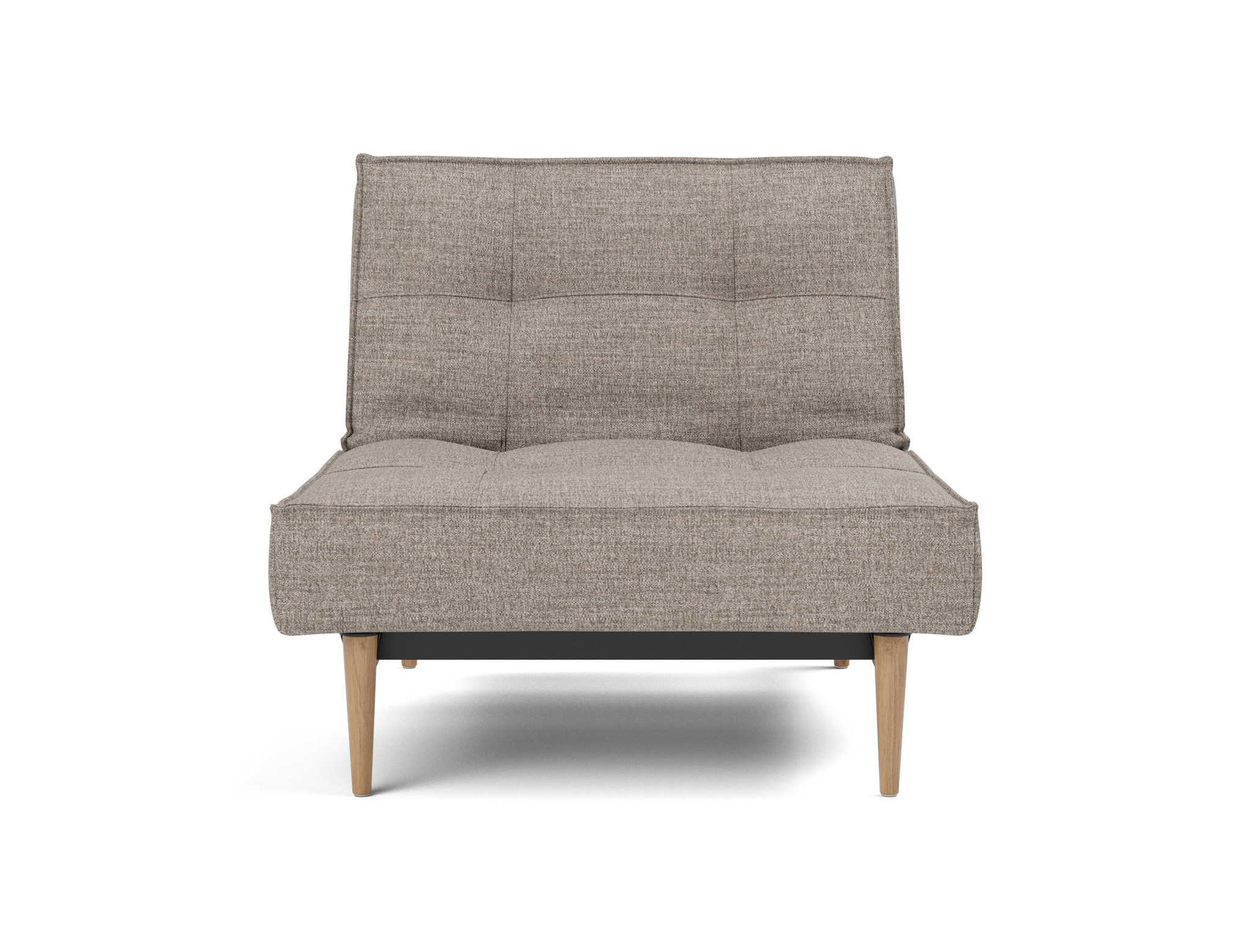 Sessel Splitback Chenille Yuveno 472-Warm-Grey Beine Styletto Eiche hell