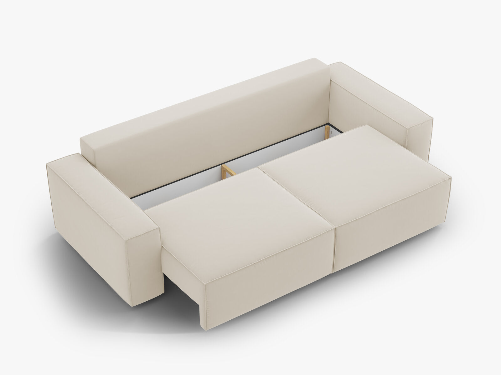 Micadoni Schlafsofa Jodie 3-Sitzer Samt Dunkelbeige