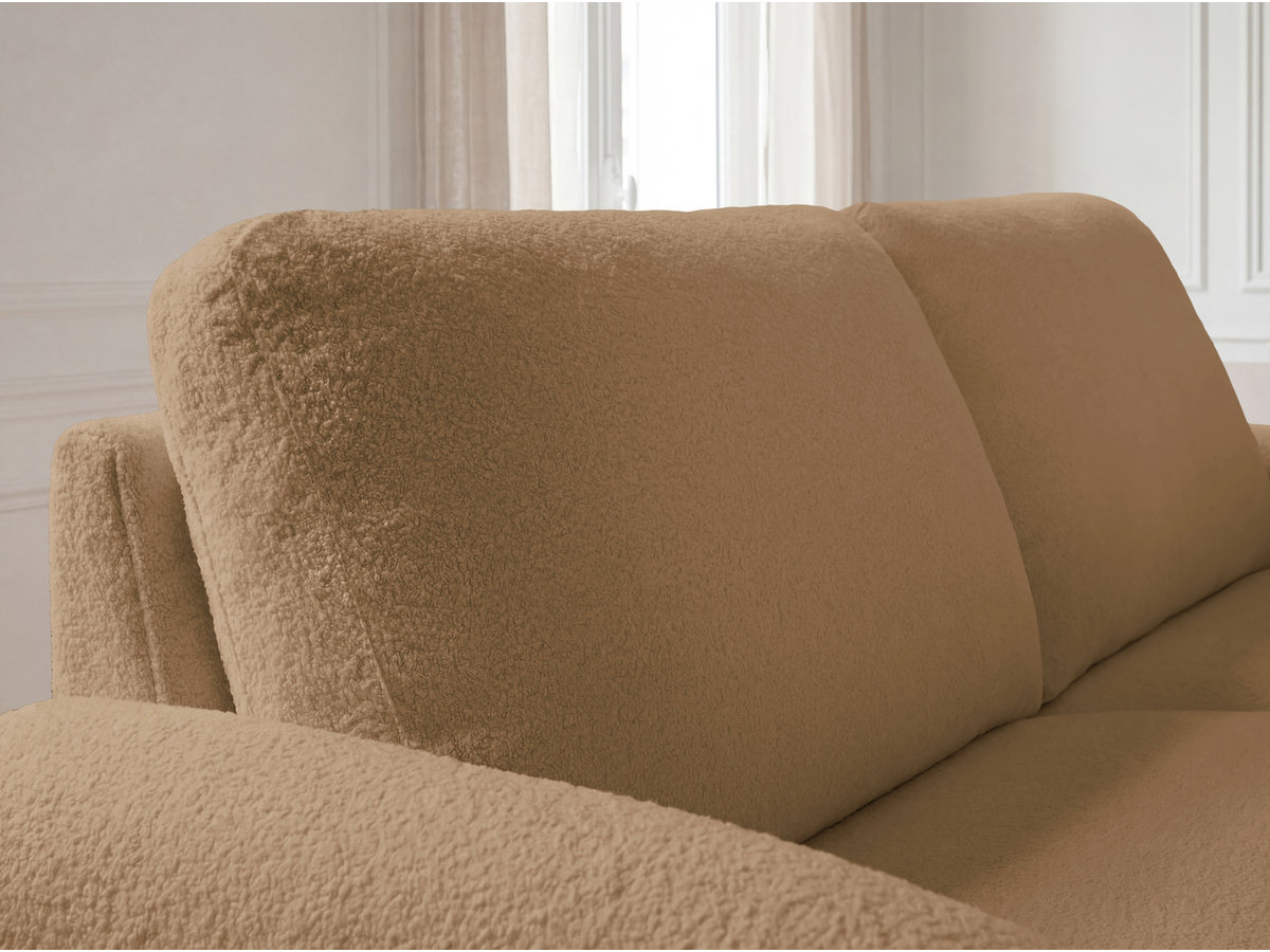 Bobochic Kenan Schlafsofa 3-Sitzer Bouclé-Stoff Gelb, Liegefläche 160 × 196 cm