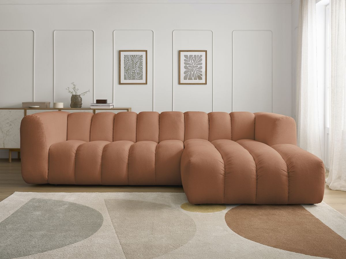 Bobochic Talia Ecksofa Melange-Stoff Orange Ecke rechts
