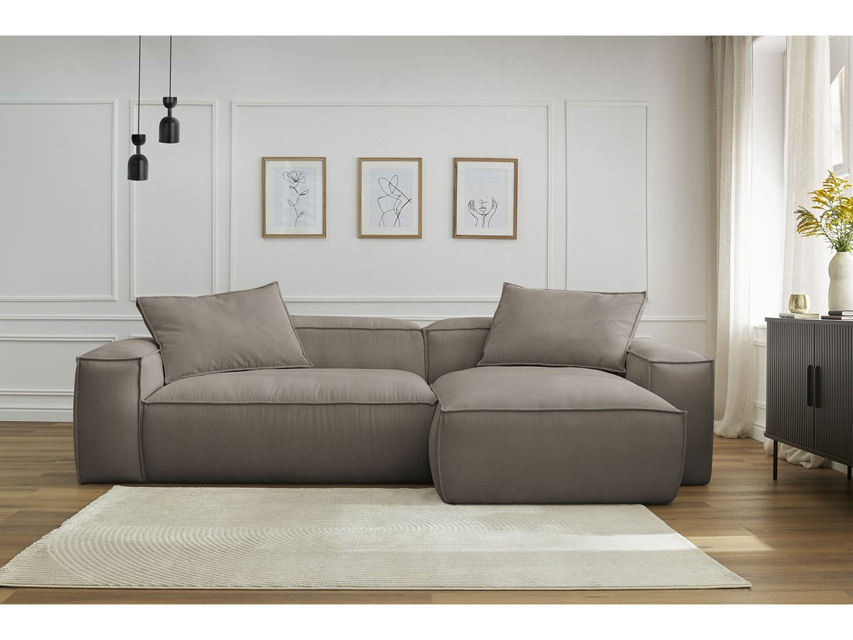 Bobochic Boheme Ecksofa, 3 Kissen Cordsamt Taupe