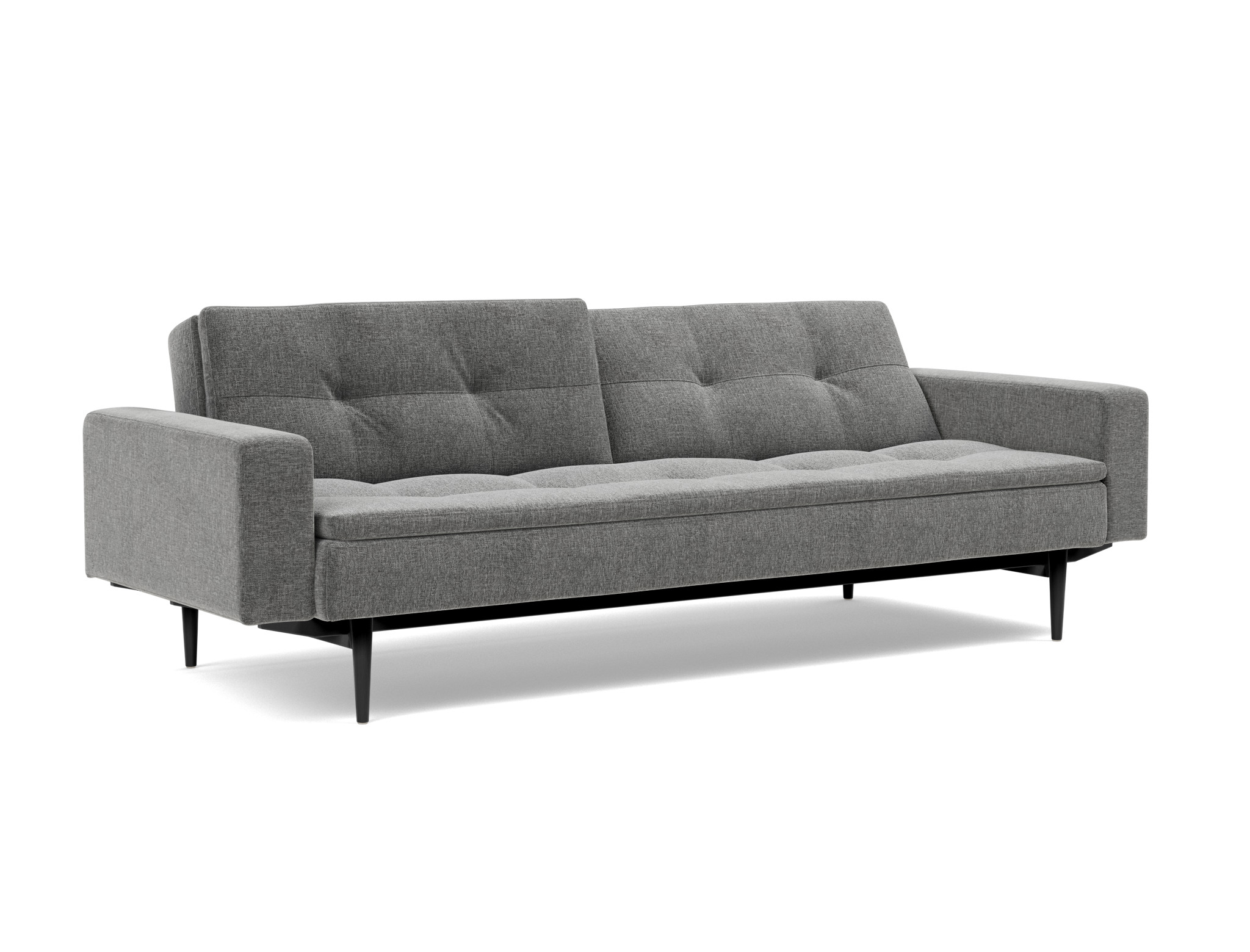Schlafsofa Dublexo mit Armlehnen Strukturierter Stoff Twist 563-Charcoal Beine Styletto Eiche schwarz