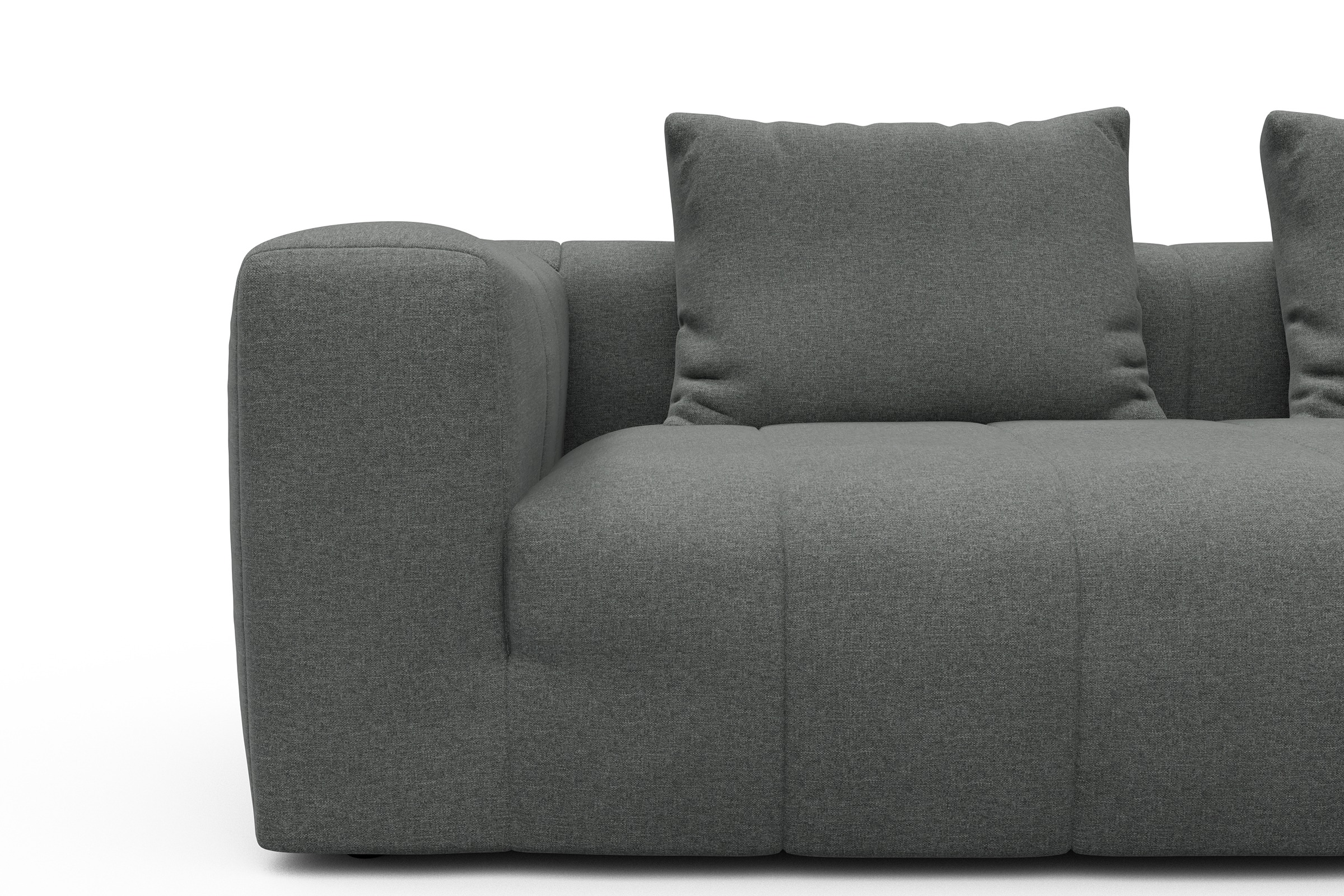 Ecksofa Hugo 2,5-Sitzer Armlehne links mit Chaiselongue Satya-Steel