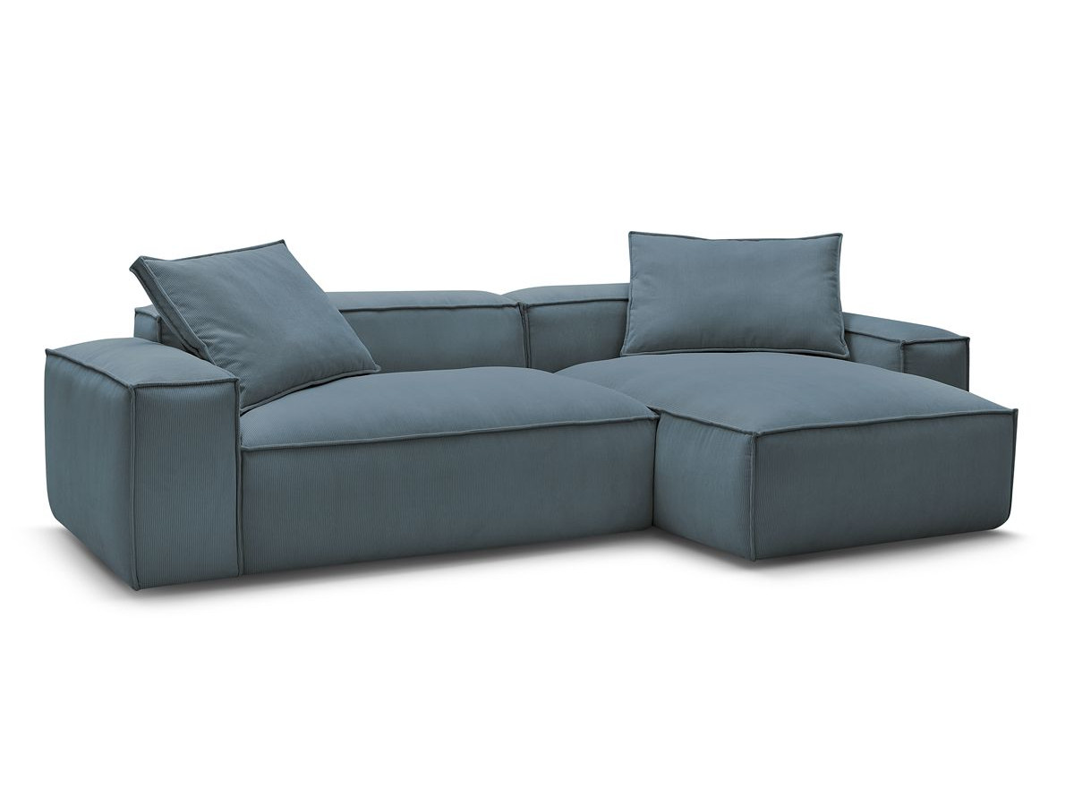 Bobochic Boheme Ecksofa, 3 Kissen Cordsamt Blau